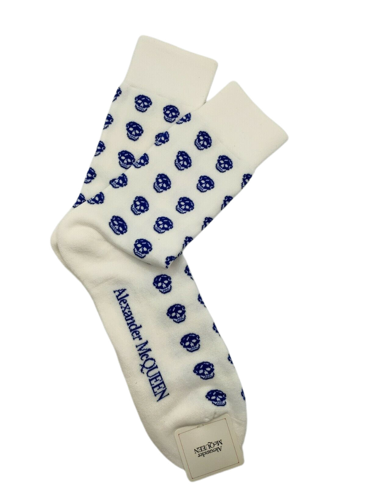 Alexander McQueen Men White Mid-Calf Soft Skull Sport Socks L 575933 9040