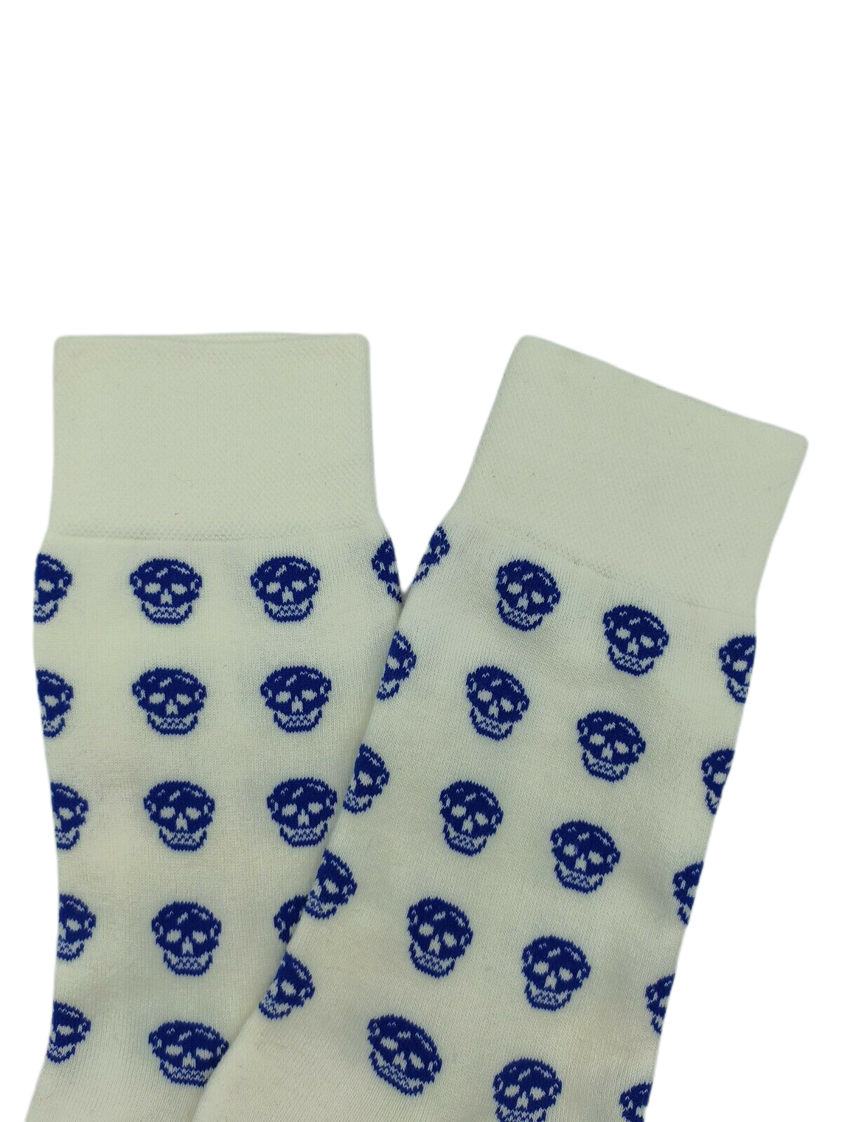 Alexander McQueen Men White Mid-Calf Soft Skull Sport Socks L 575933 9040