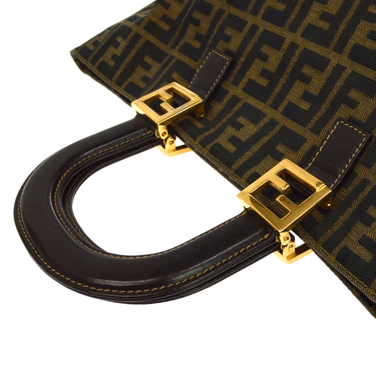 Fendi Vintage Top Handle Zucca Canvas Brown Canvas Tote Bag Bag (Pre-Owned)