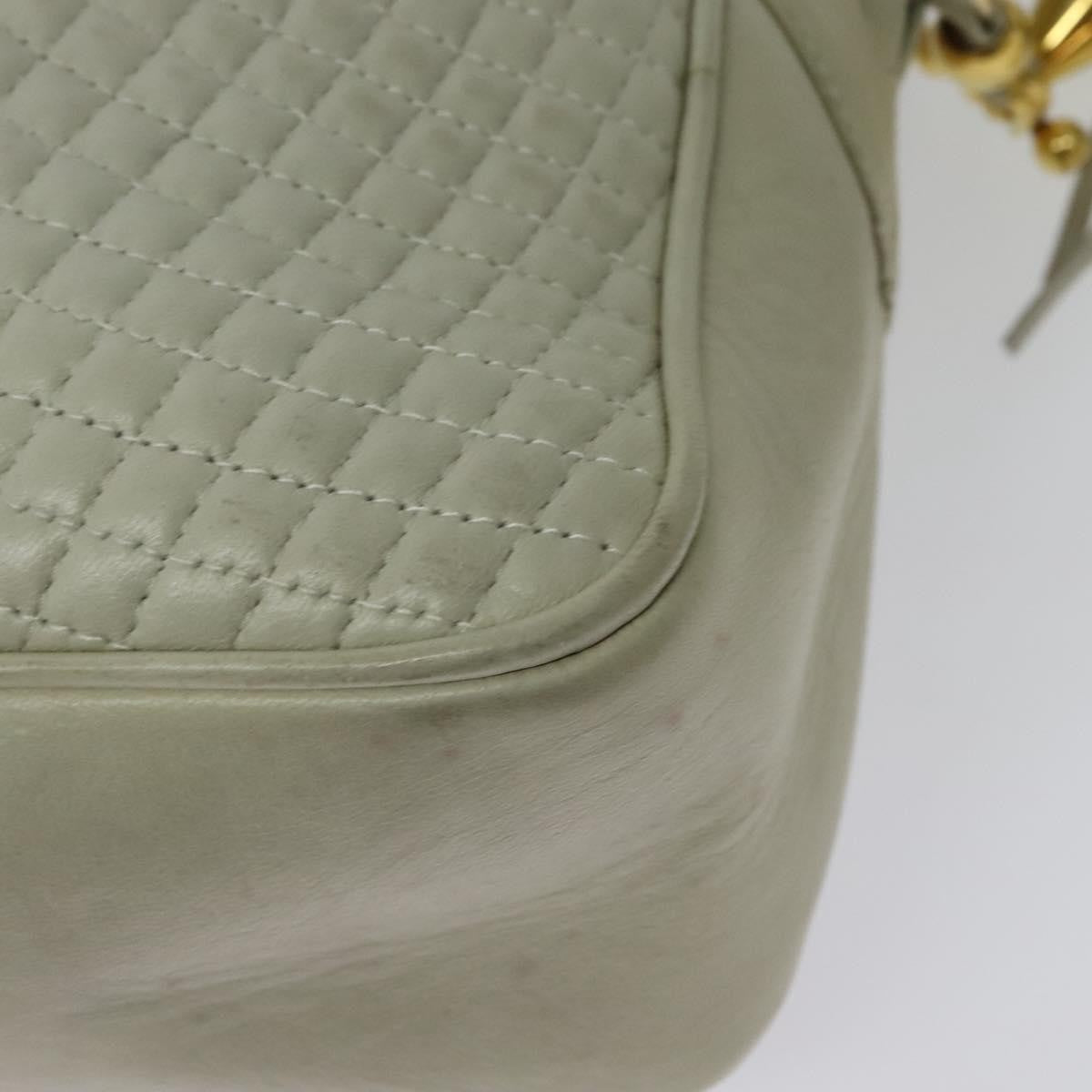Bally Vintage Chain Quilted Leather Ecru Leather Shoulder Bag Bag (Pre-Owned)
