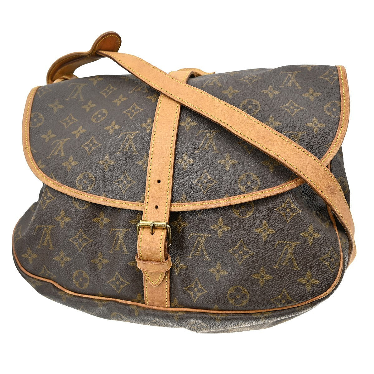 Louis Vuitton Saumur Monogram Canvas Brown Canvas Handbag (Pre-Owned)