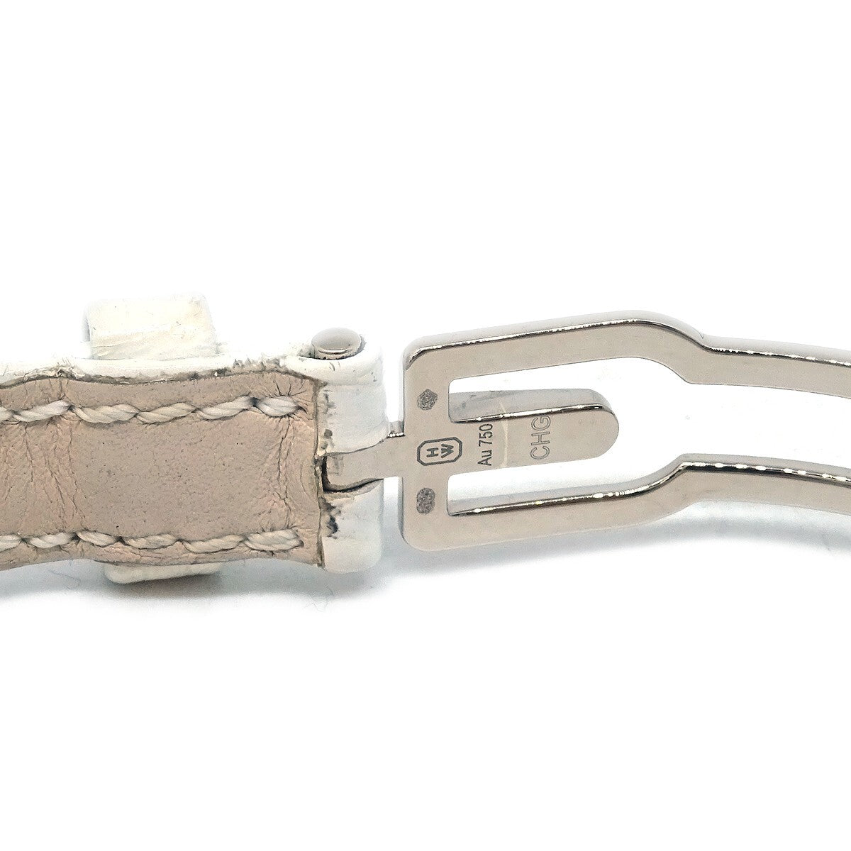 Harry Winston Avenue C Quartz White Gold And Alligator With Diamond Bezel And Mother Of Pearl Watch (Pre-Owned)