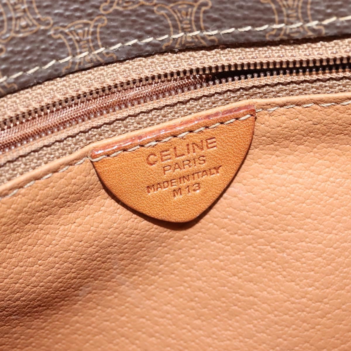 Celine Vintage Macadam Circle Logo Canvas And Leather Brown Canvas Shoulder Bag Bag (Pre-Owned)