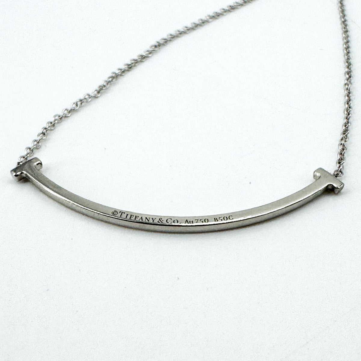 Tiffany & Co. T Smile Pendant 18K White Gold And Diamonds Silver White_Gold Necklace Jewelry (Pre-Owned)