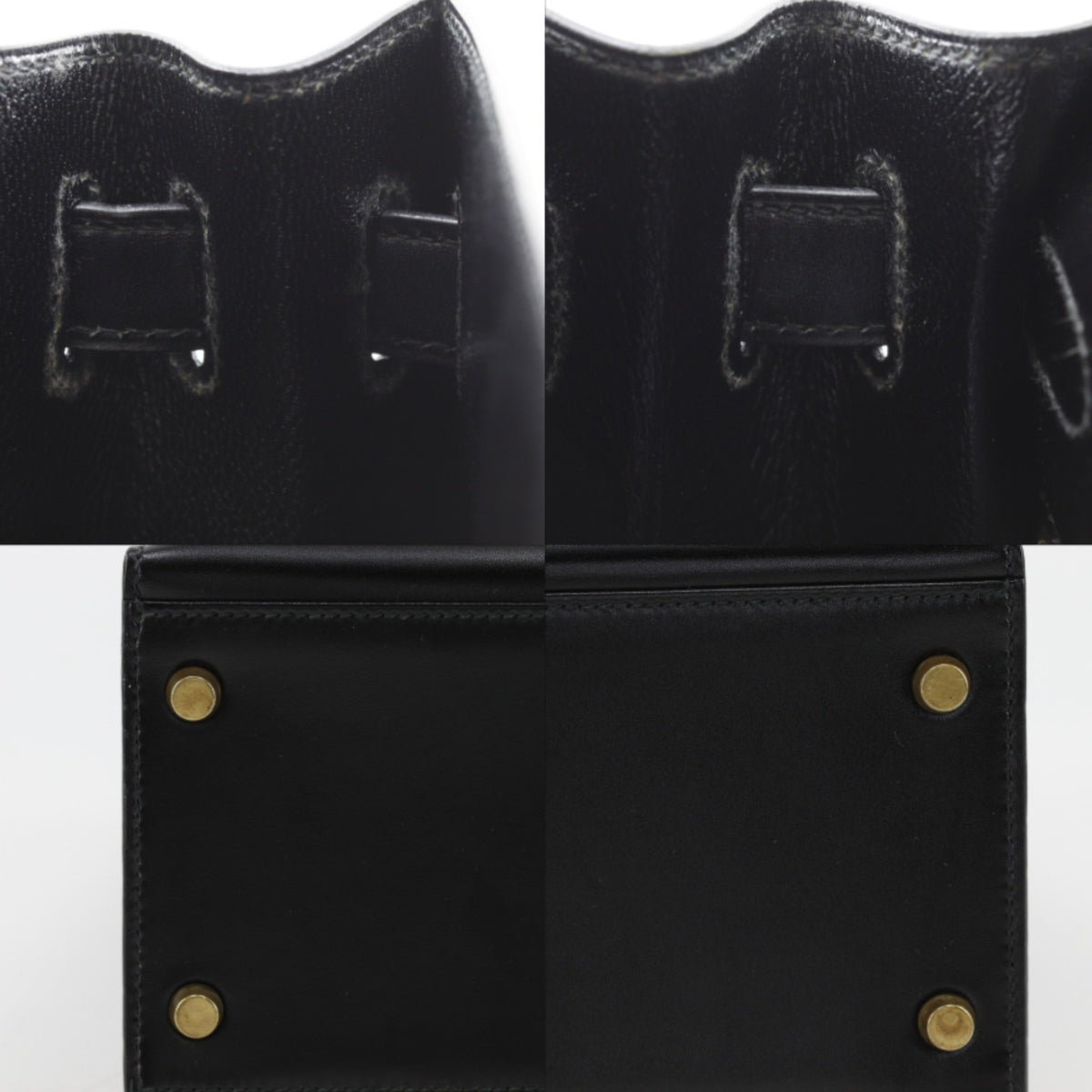 Hermes Kelly Black Box Calf With Gold Hardware Black Leather Handbag (Pre-Owned)