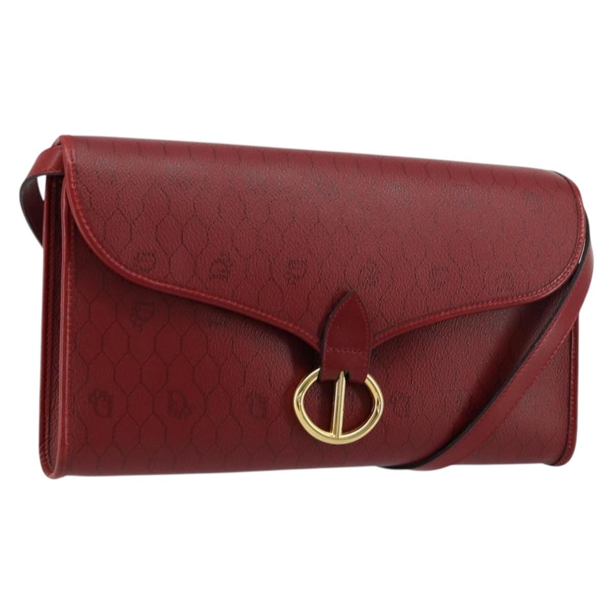 Christian Dior Vintage Honeycomb Canvas Red Canvas Shoulder Bag Bag (Pre-Owned)