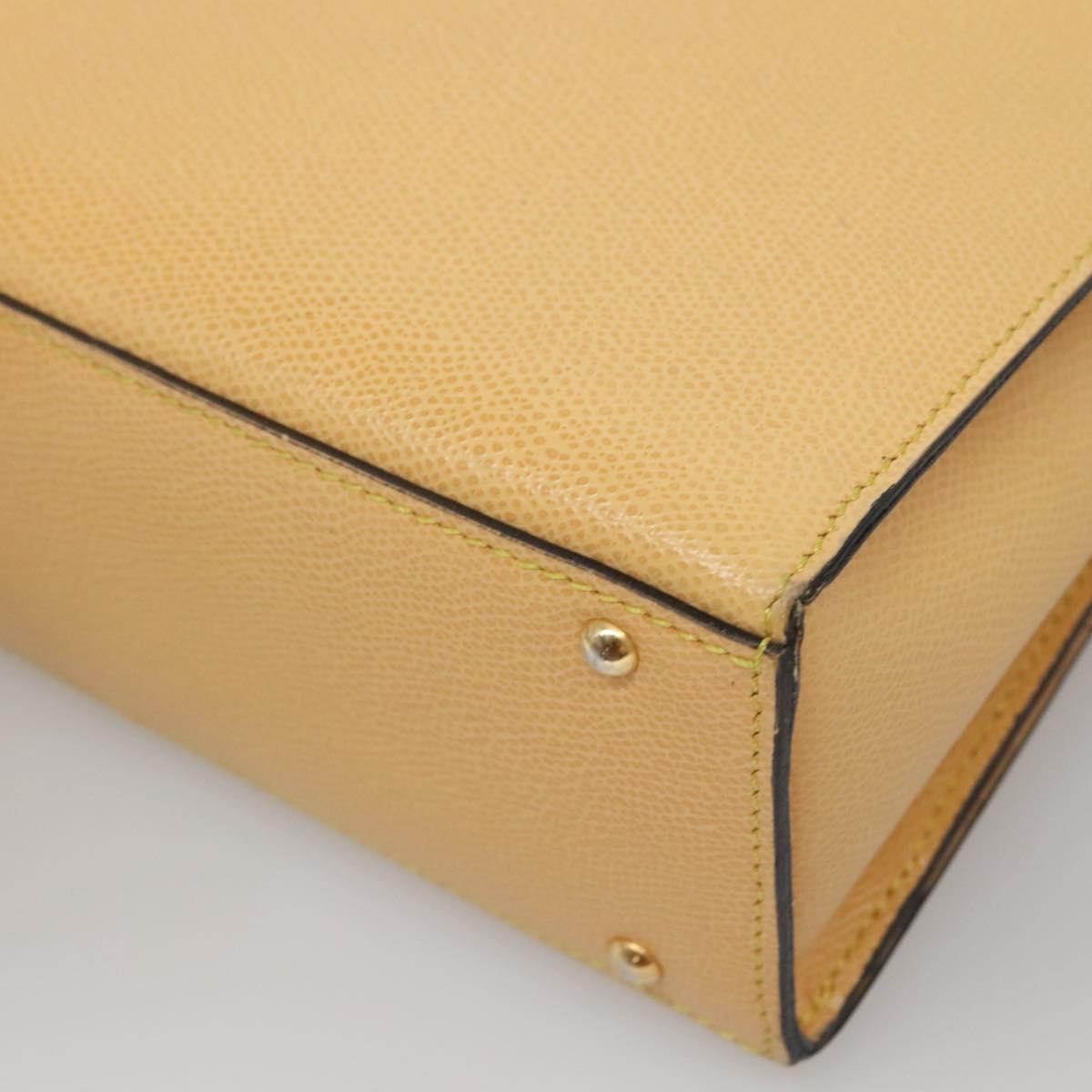 Celine Vintage Turnlock Leather Yellow Leather Handbag (Pre-Owned)