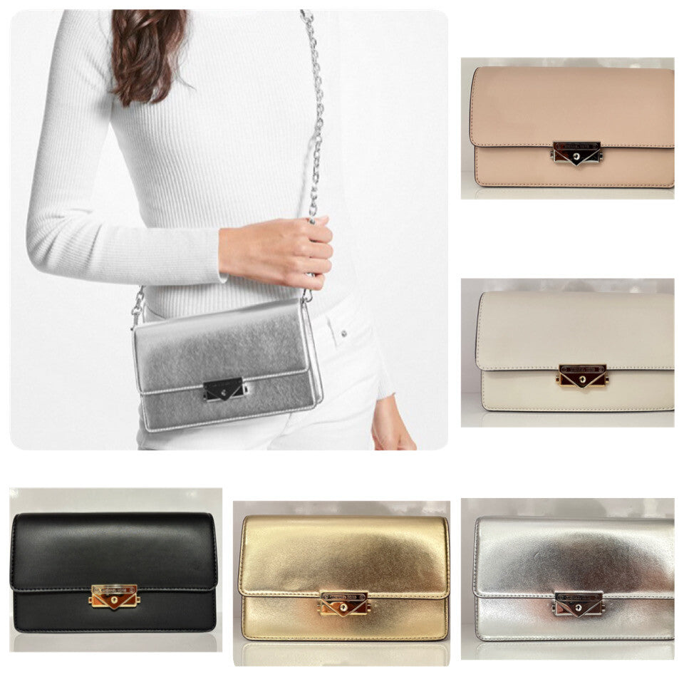 MICHAEL KORS CECE MEDIUM VEGAN LEATHER SHOULDER CROSSBODY CLUTCH