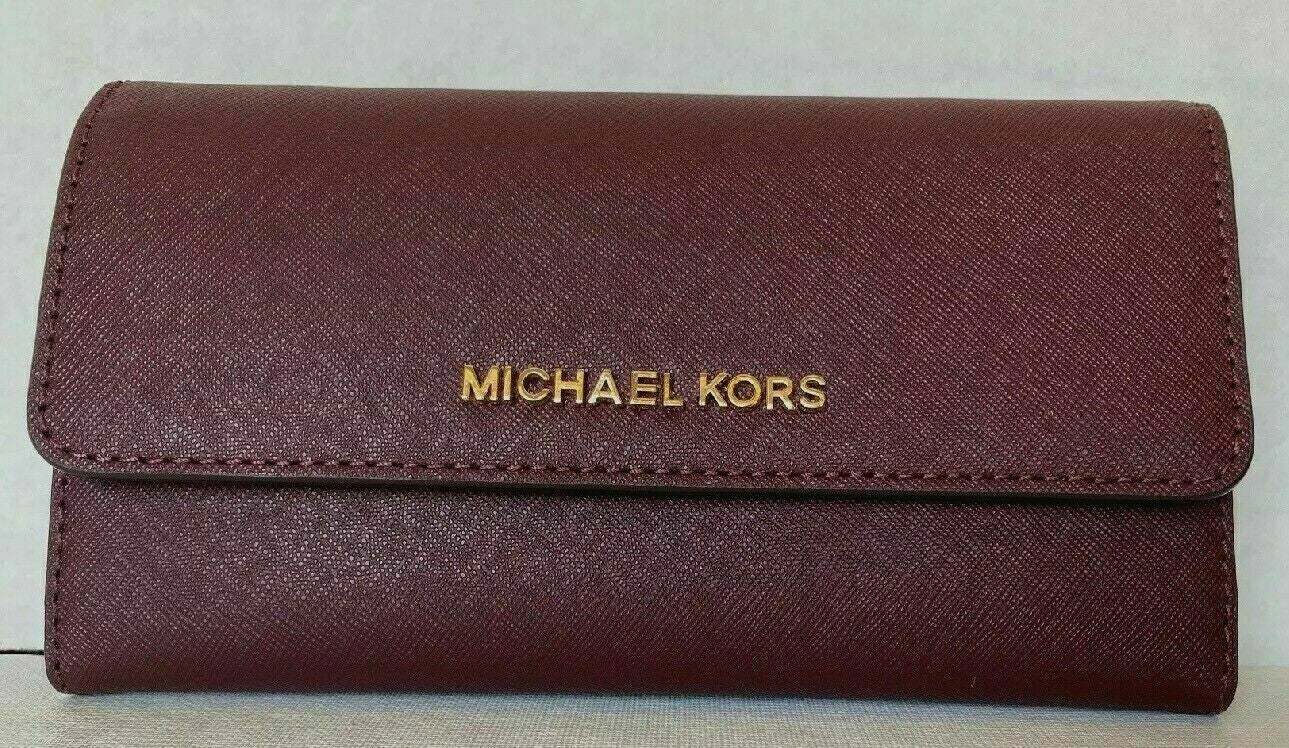 MICHAEL KORS JET SET TRAVEL MK Signature Leather LARGE TRIFOLD WALLET