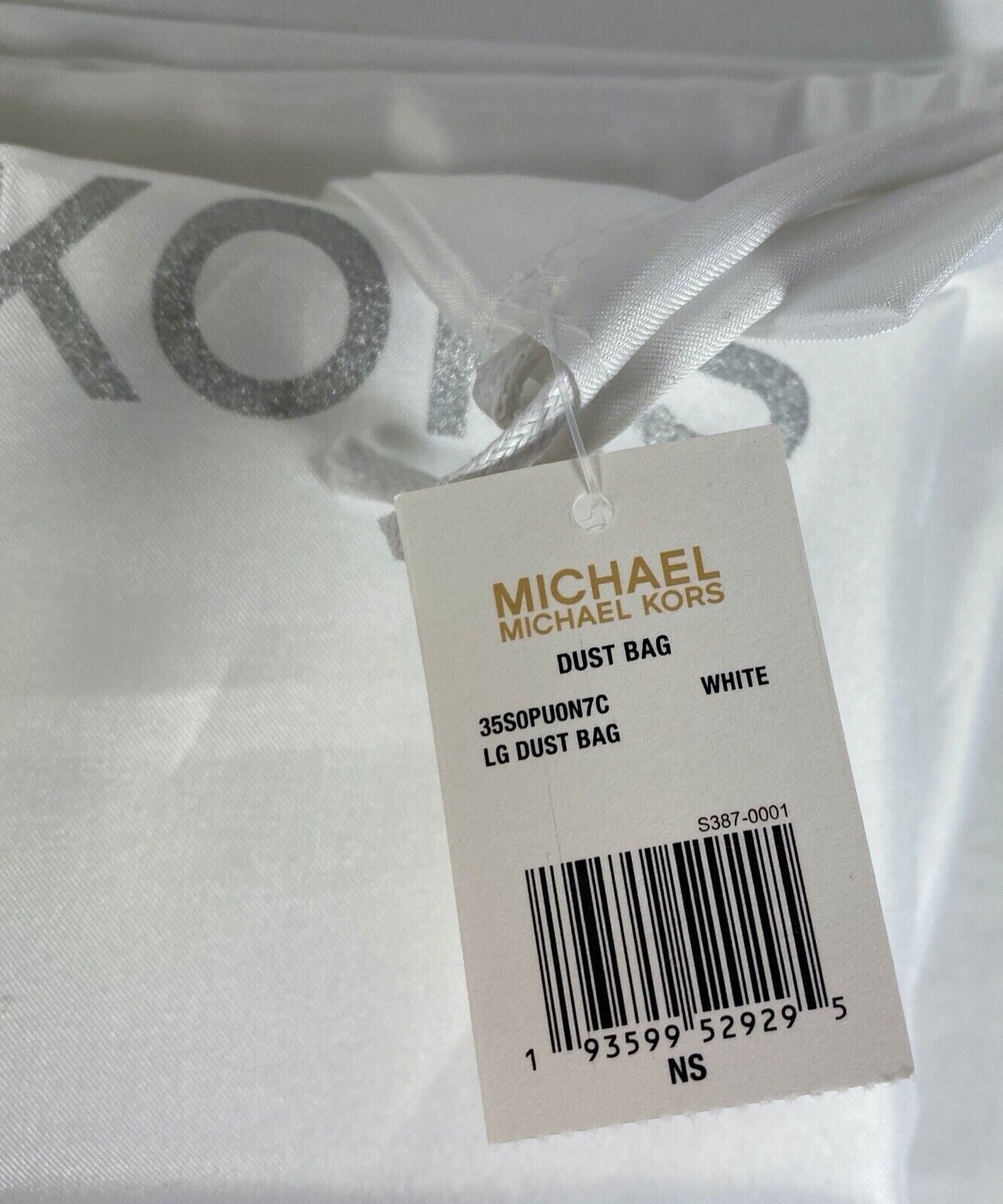 Michael Kors 02 White Satin Drawstring Medium Large Dust bag Dust Cover Bag