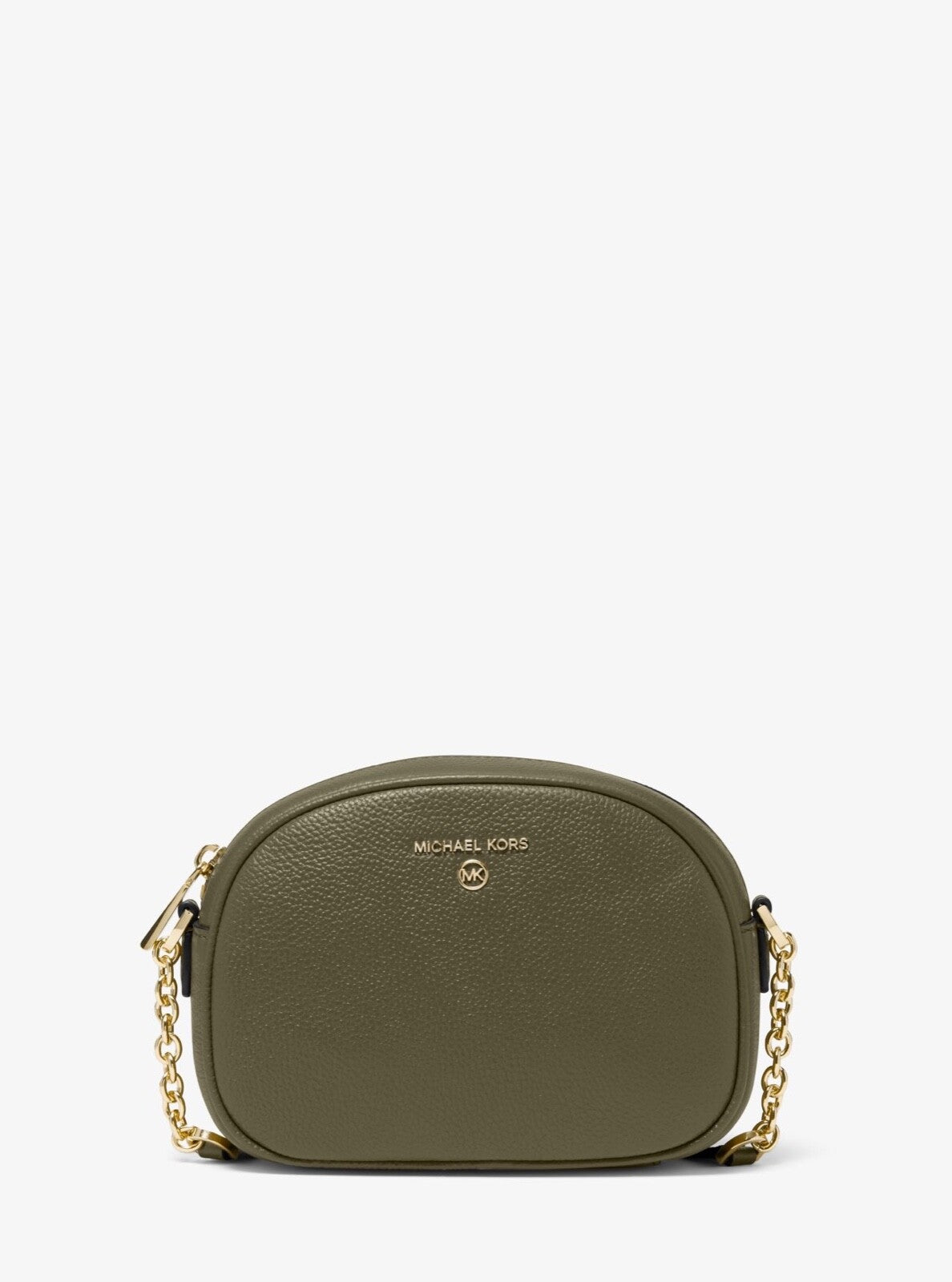 Michael Kors Jet Set Charm Small Pebbled Leather Oval Camera Crossbody Bag