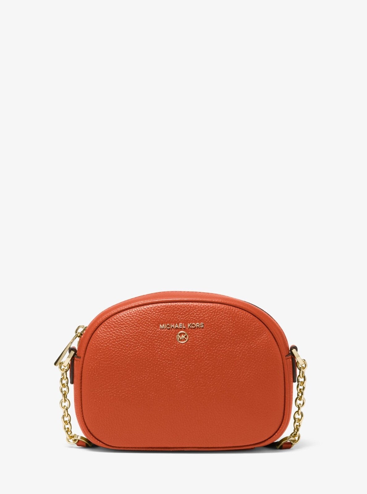 Michael Kors Jet Set Charm Small Pebbled Leather Oval Camera Crossbody Bag