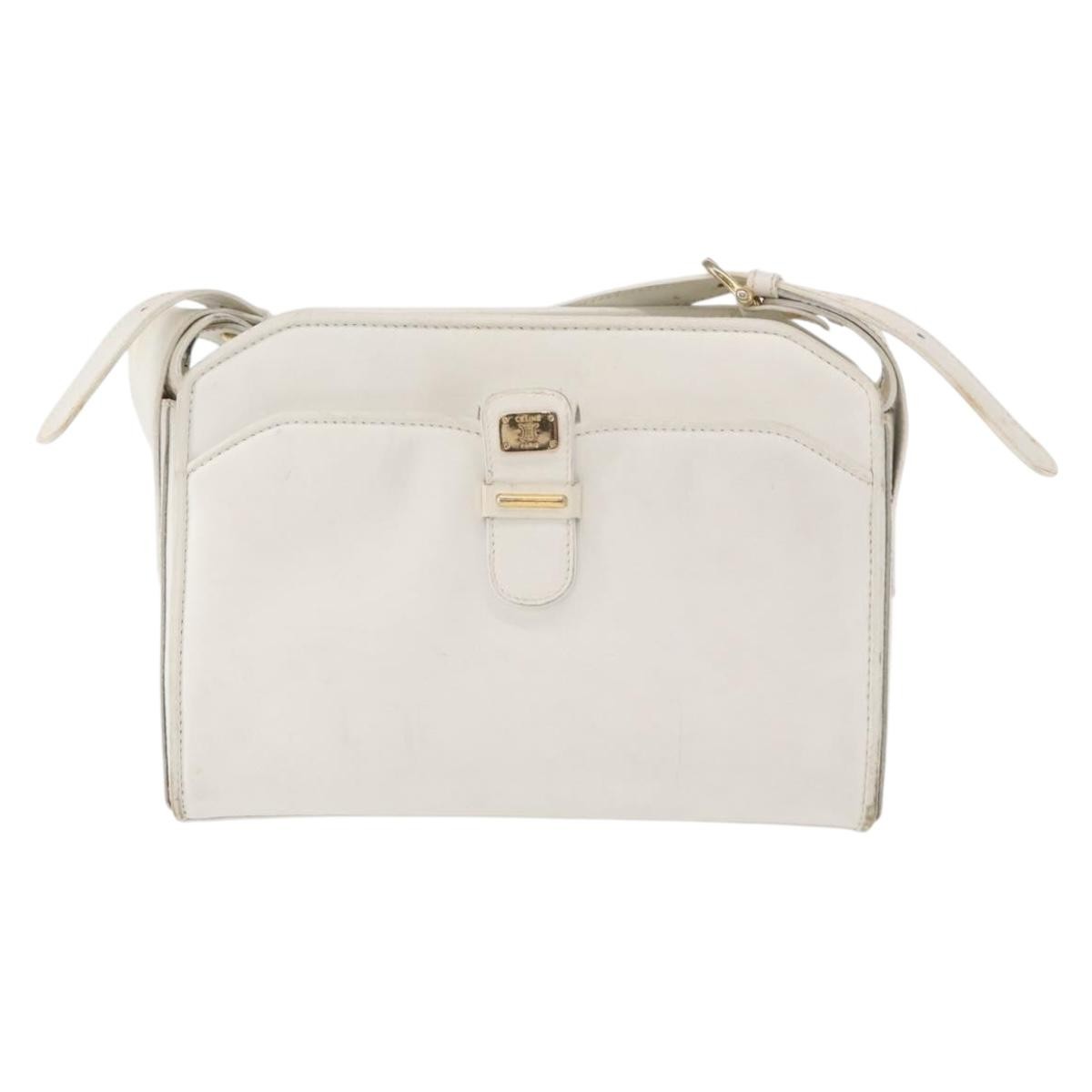 Celine Vintage Leather White Leather Shoulder Bag Bag (Pre-Owned)