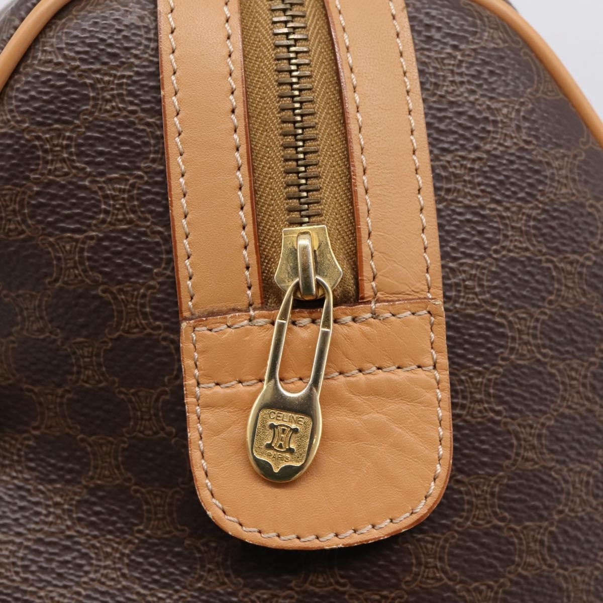 Celine Boston Triomphe Xl Coated Canvas Brown Pvc Handbag (Pre-Owned)