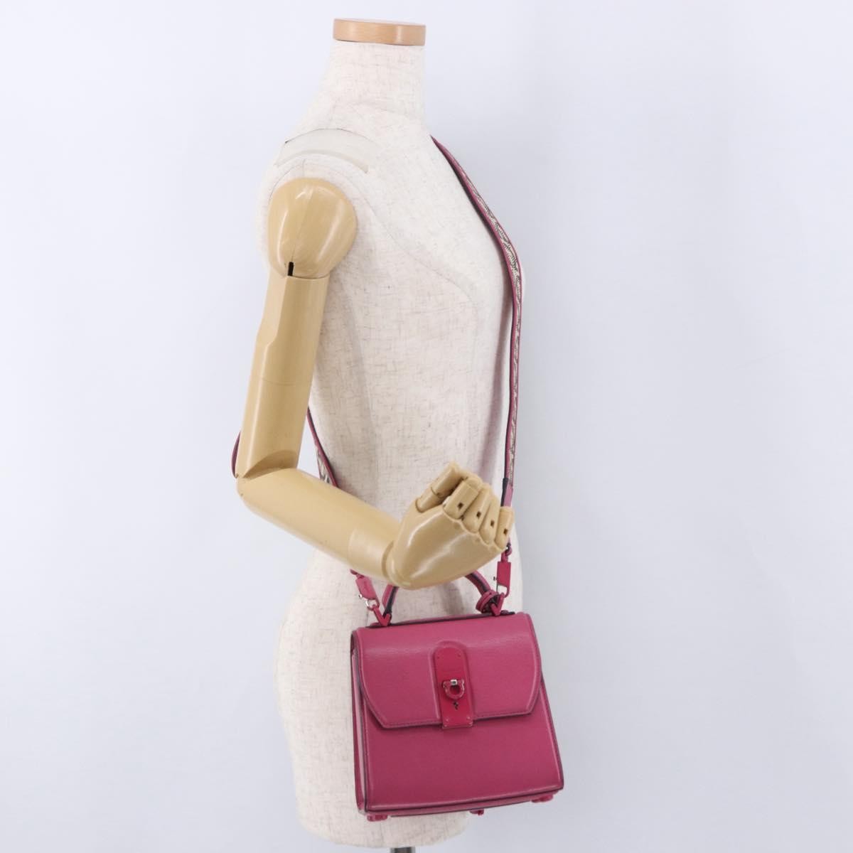 Salvatore Ferragamo Boxyz Top Handle Leather Pink Leather Handbag (Pre-Owned)
