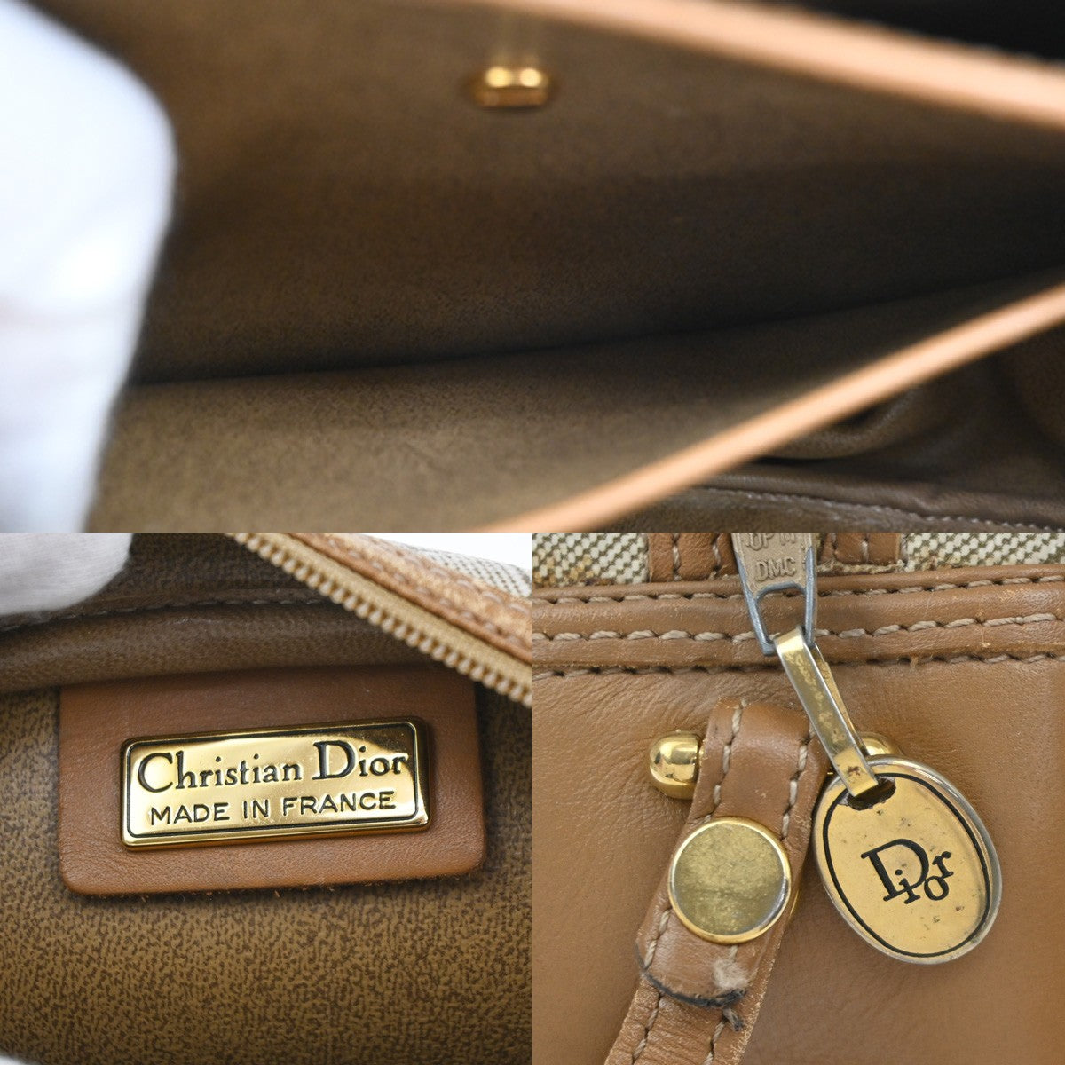 Christian Dior Vintage Honeycomb Canvas Beige Canvas Shoulder Bag Bag (Pre-Owned)