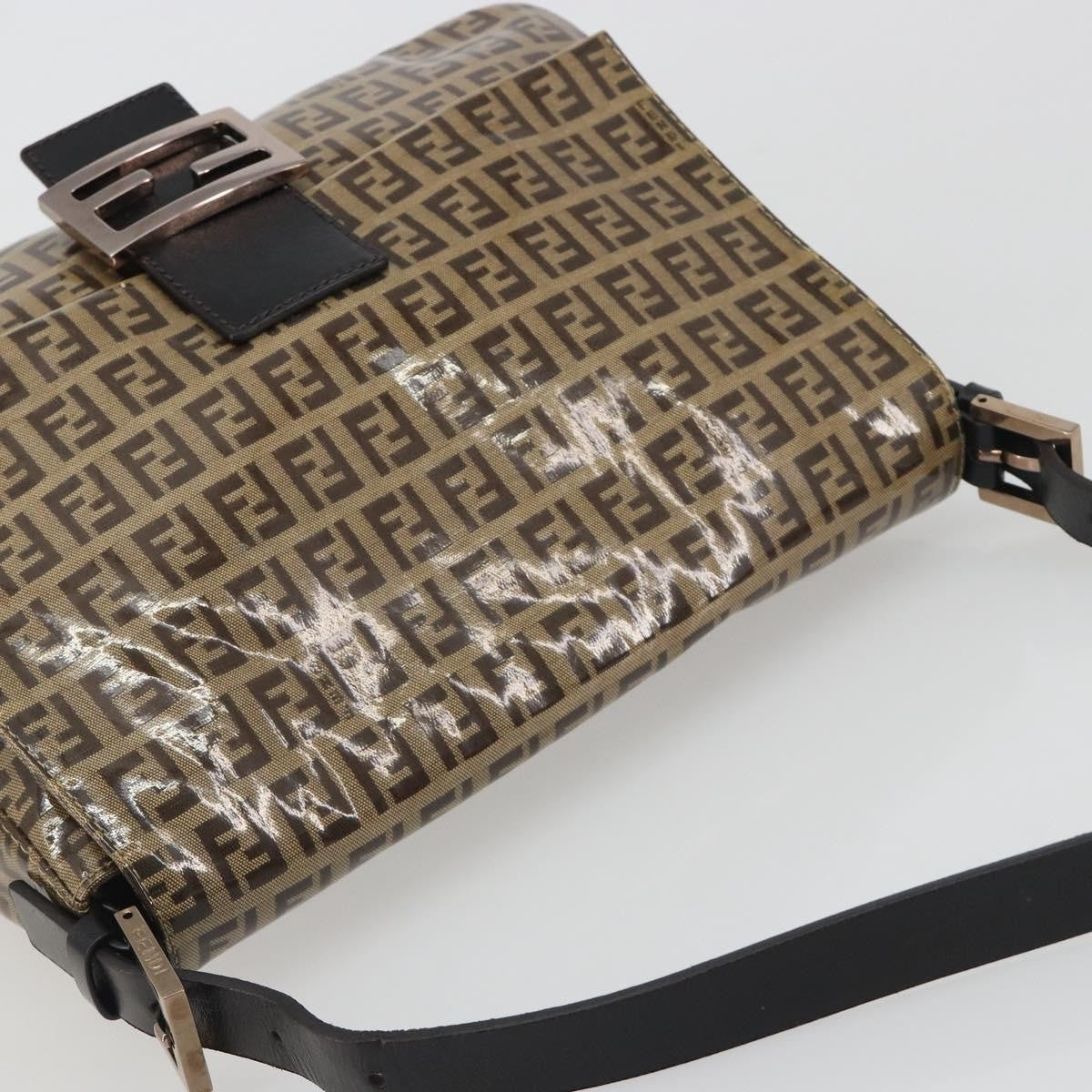 Fendi Mamma Baguette Zucchino Canvas Brown Canvas Shoulder Bag Bag (Pre-Owned)