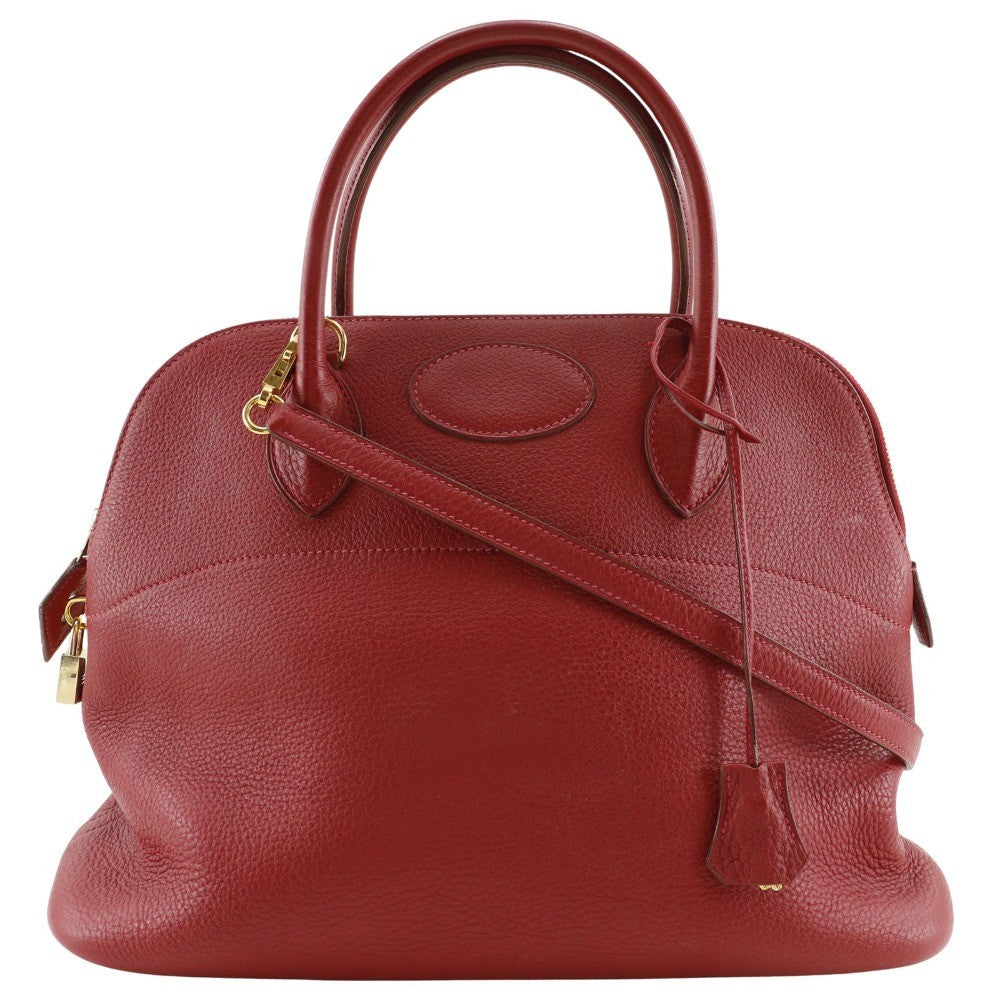 Hermes Bolide Clemence Red Leather Handbag (Pre-Owned)