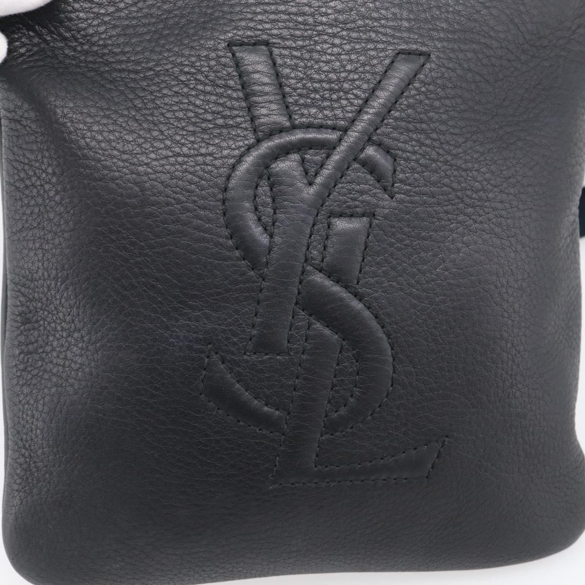 Saint Laurent Vintage Shoulder Bag Leather Black Leather Shoulder Bag Bag (Pre-Owned)