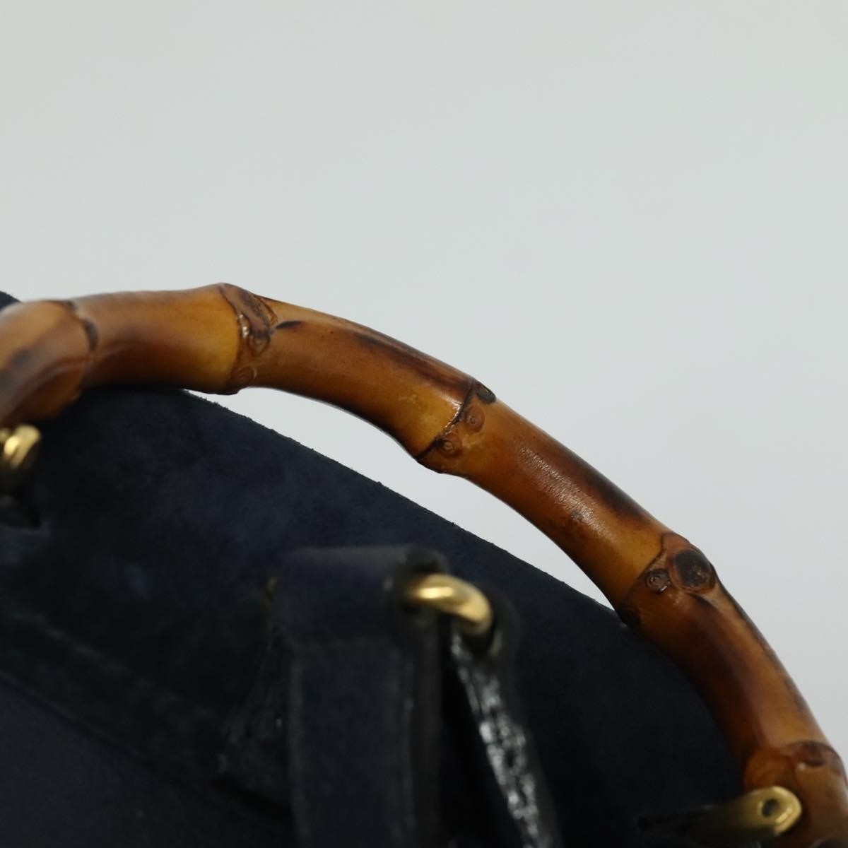 Gucci Gucci Bamboo Daim Navy Suede Backpack Bag (Pre-Owned)