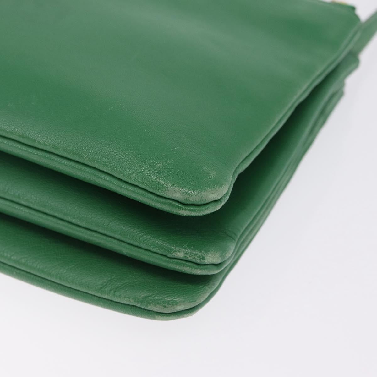 Celine Trio Leather Green Leather Crossbody Bag Bag (Pre-Owned)