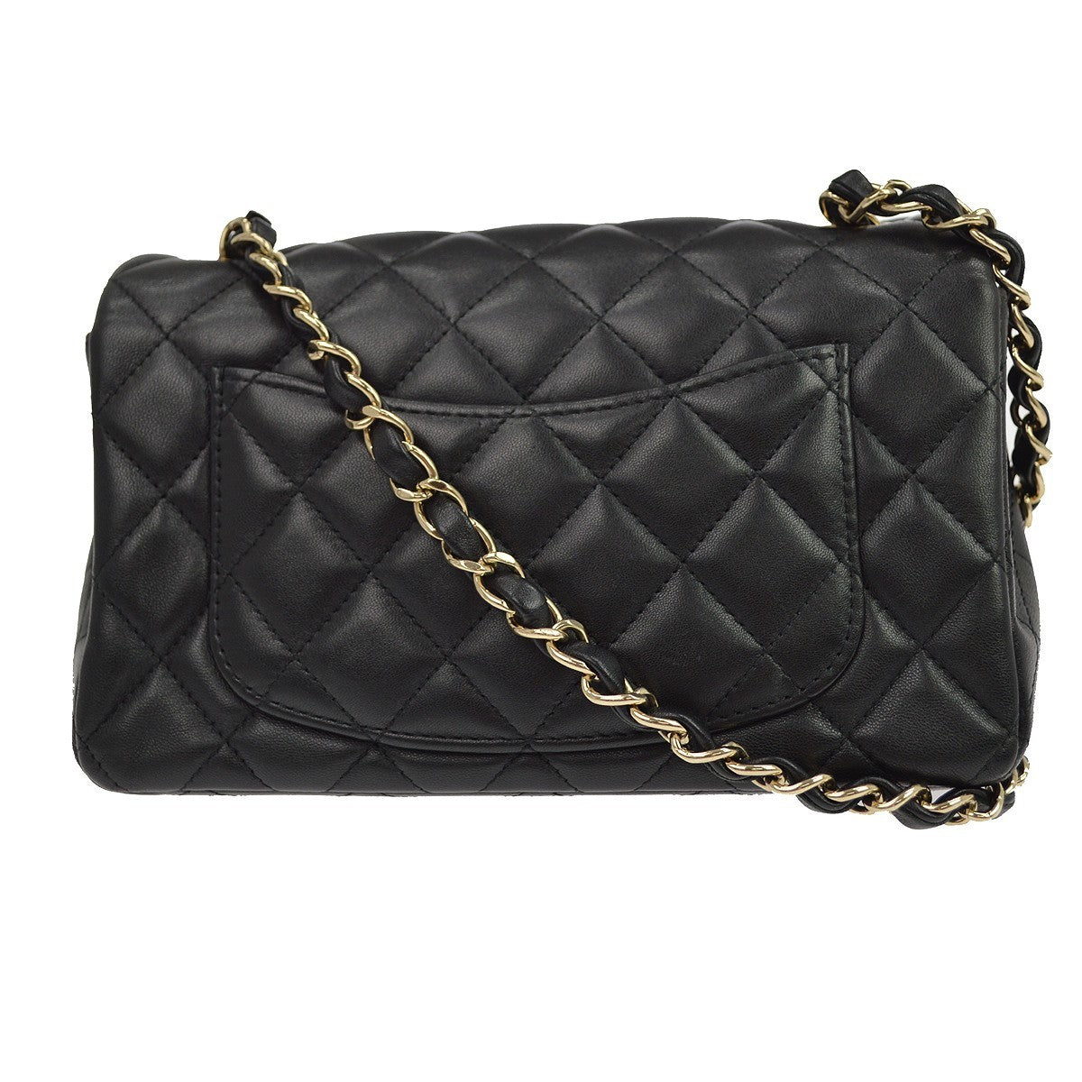 Chanel Classic Single Flap Quilted Lambskin Black Leather Shoulder Bag Bag (Pre-Owned)