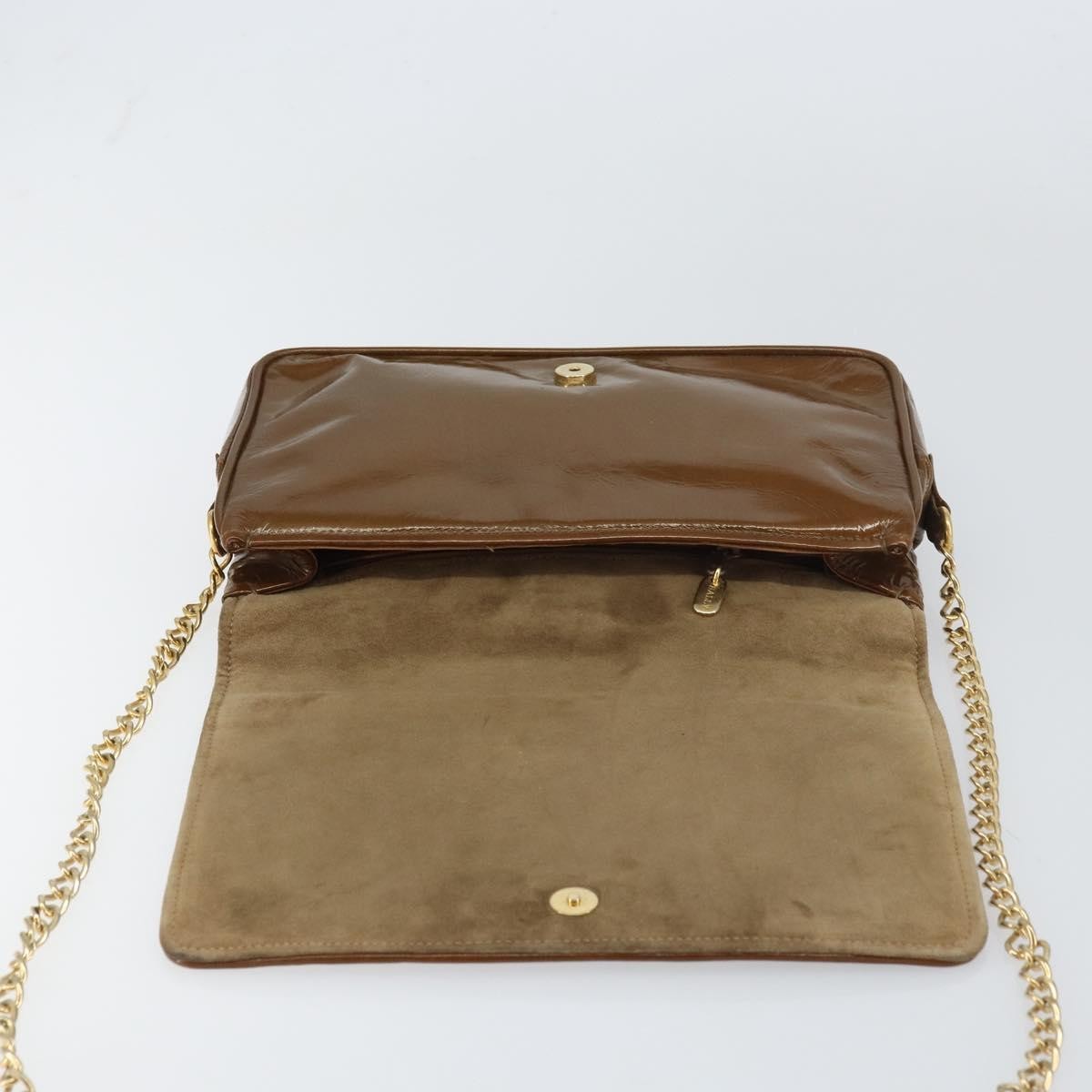 Bally Vintage Chain Quilted Patent Leather Brown Patent_Leather Shoulder Bag Bag (Pre-Owned)