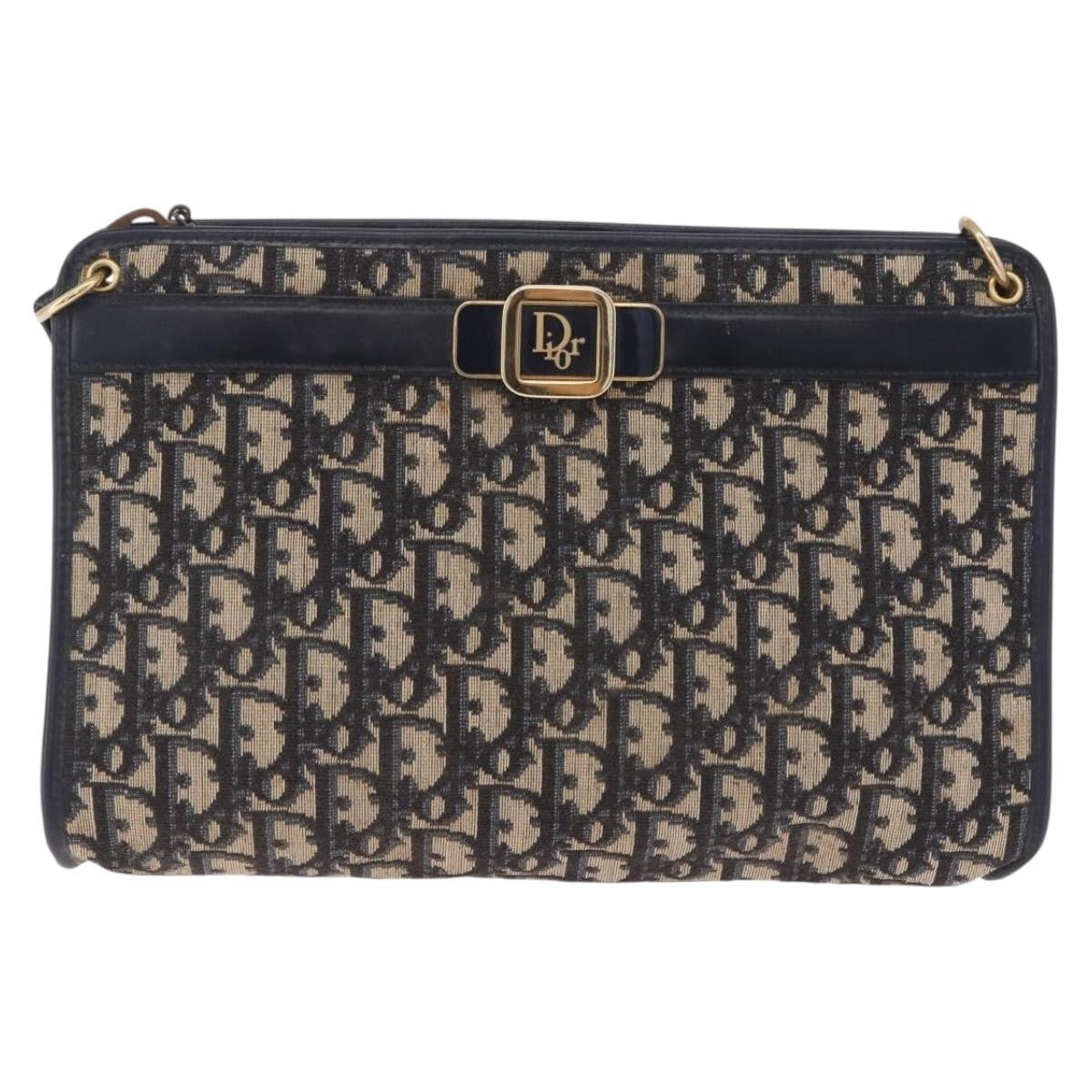Christian Dior Trotter Shoulder Canvas Navy Canvas Handbag (Pre-Owned)