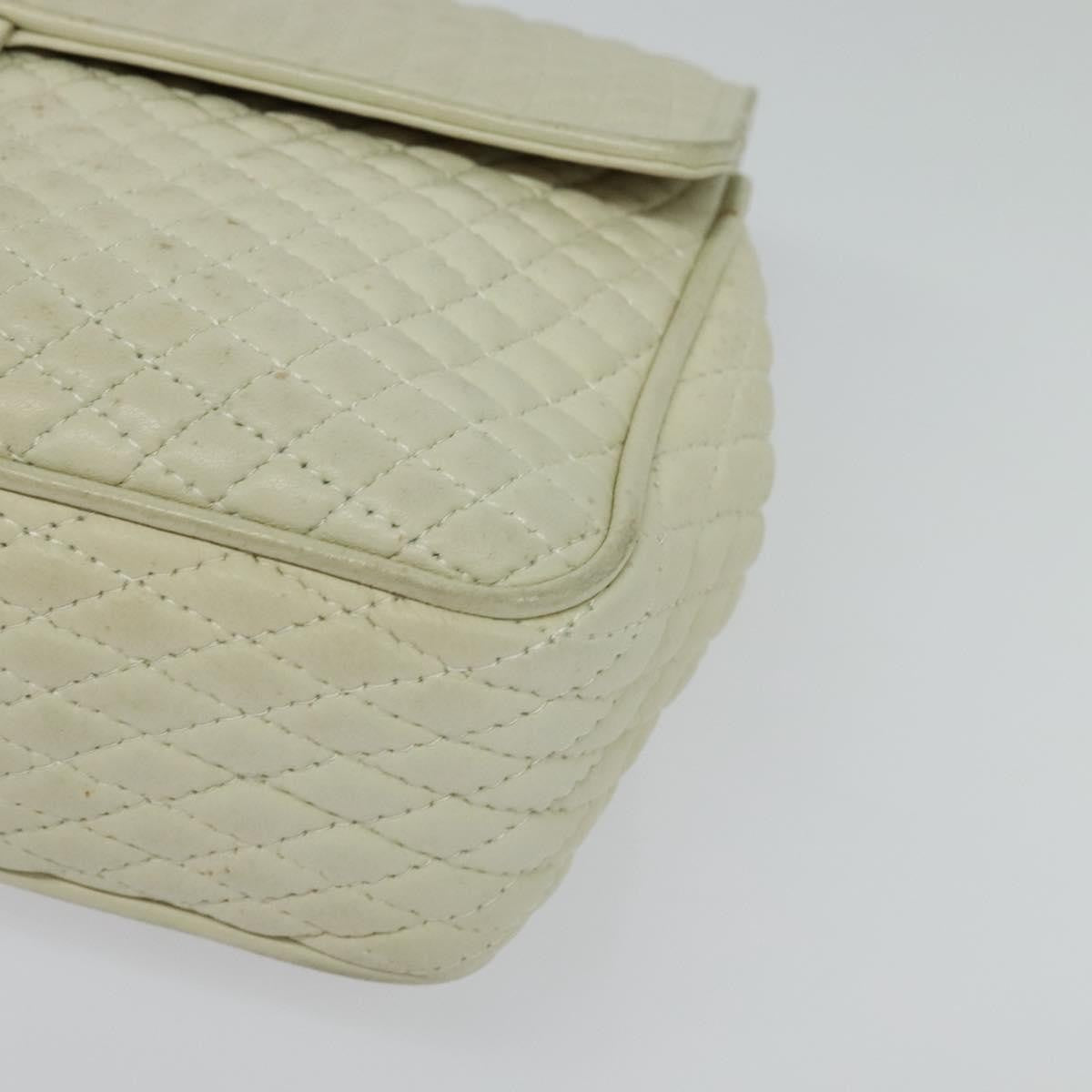 Bally Vintage Chain Quilted Leather White Leather Shoulder Bag Bag (Pre-Owned)