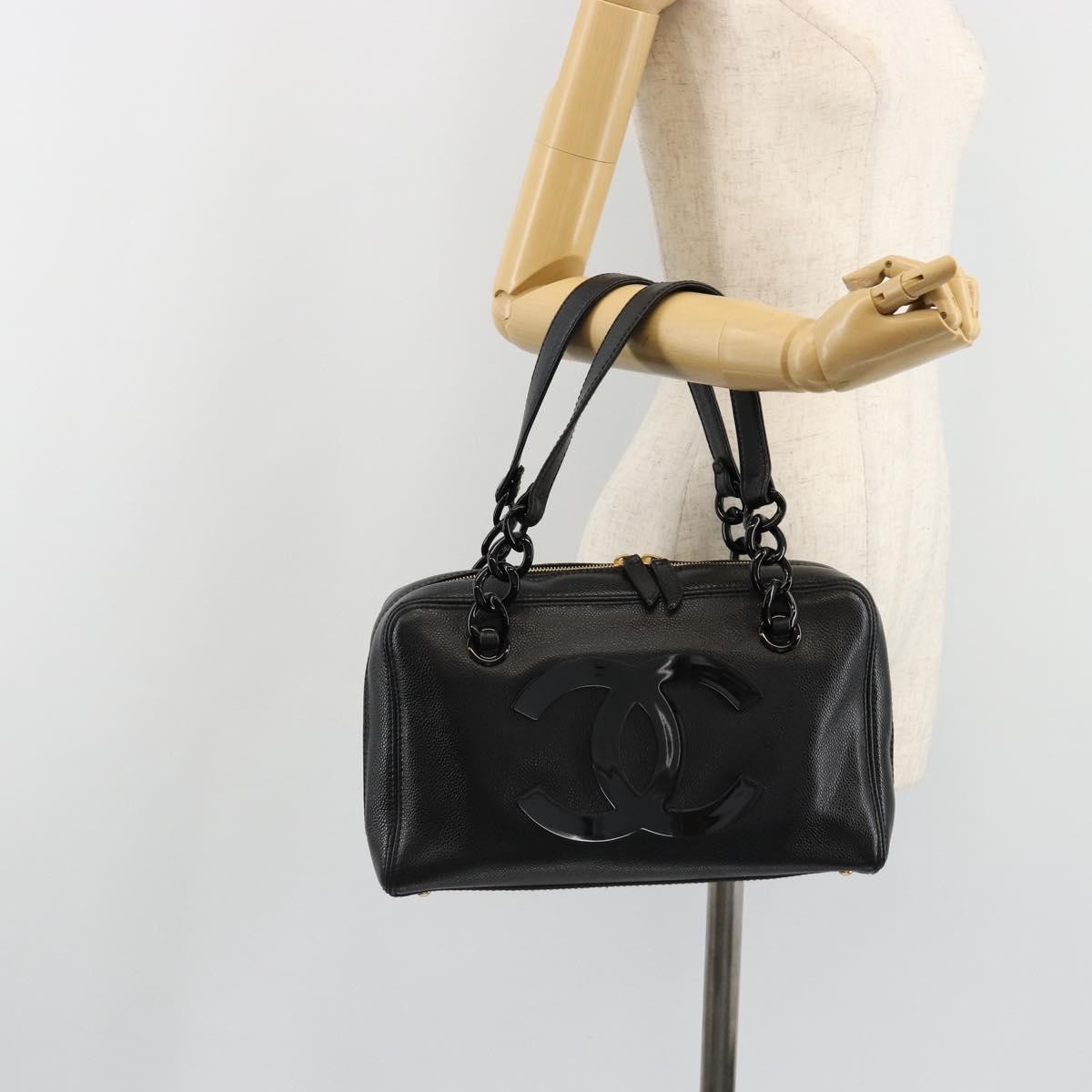 Chanel Coco Mark Leather Black Leather Shoulder Bag Bag (Pre-Owned)