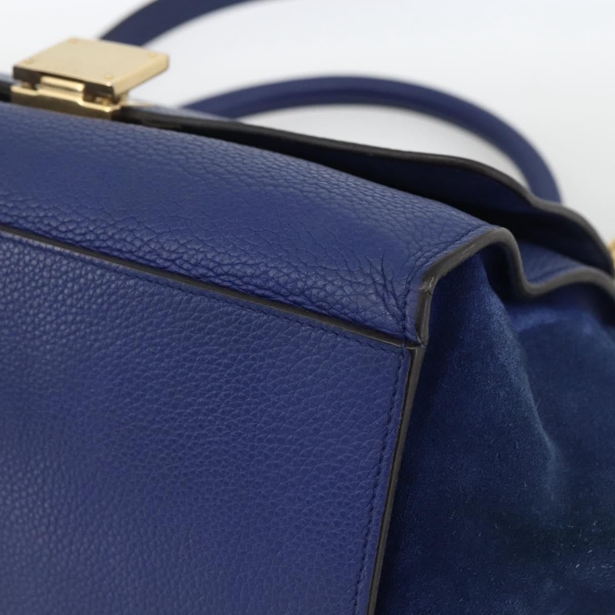 Celine Trapeze Leather With Suede Blue Leather Handbag (Pre-Owned)
