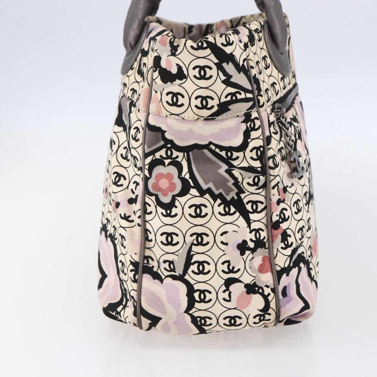 Chanel Vintage Floral Beige Canvas Tote Bag Bag (Pre-Owned)