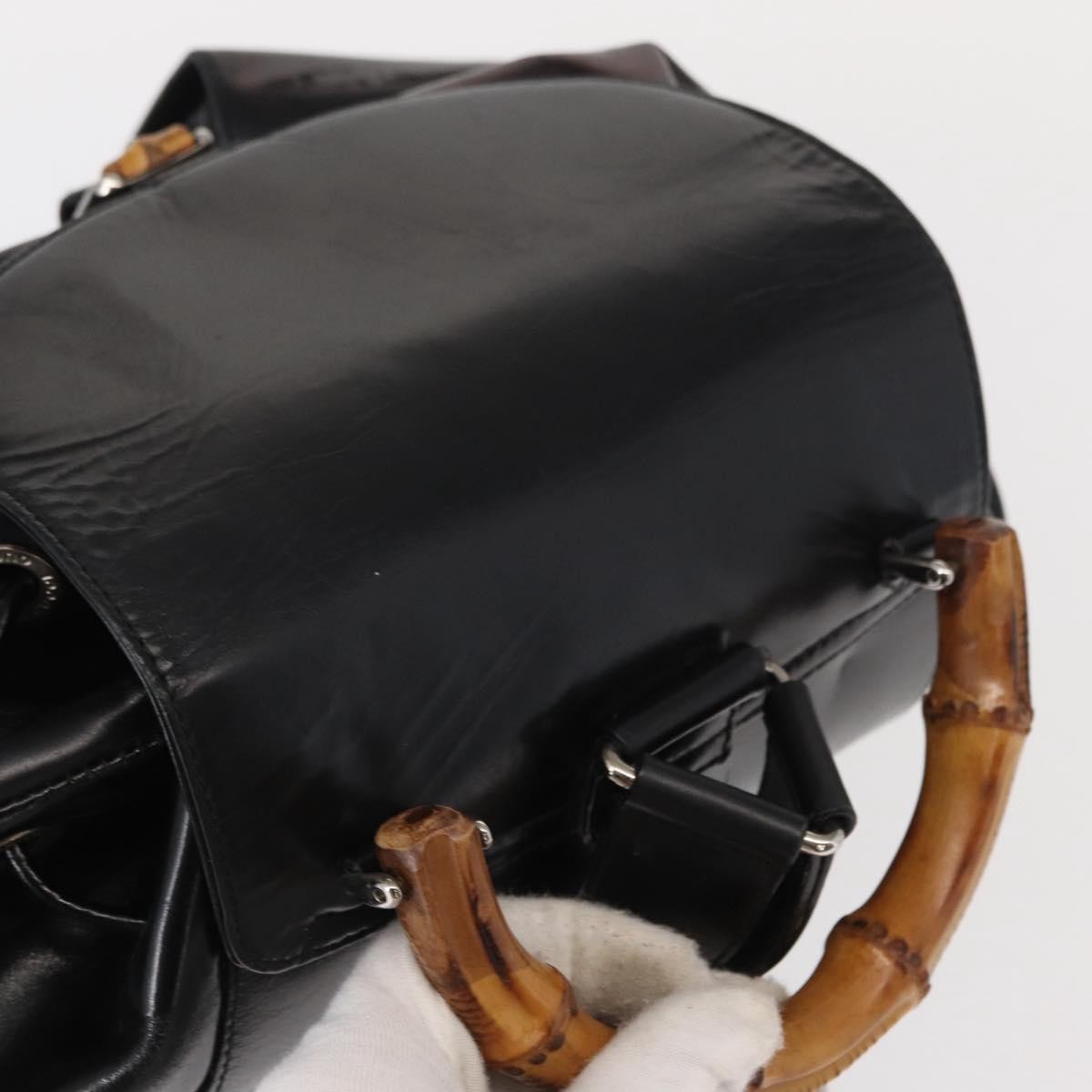 Gucci Vintage Bamboo Leather Black Leather Backpack Bag (Pre-Owned)