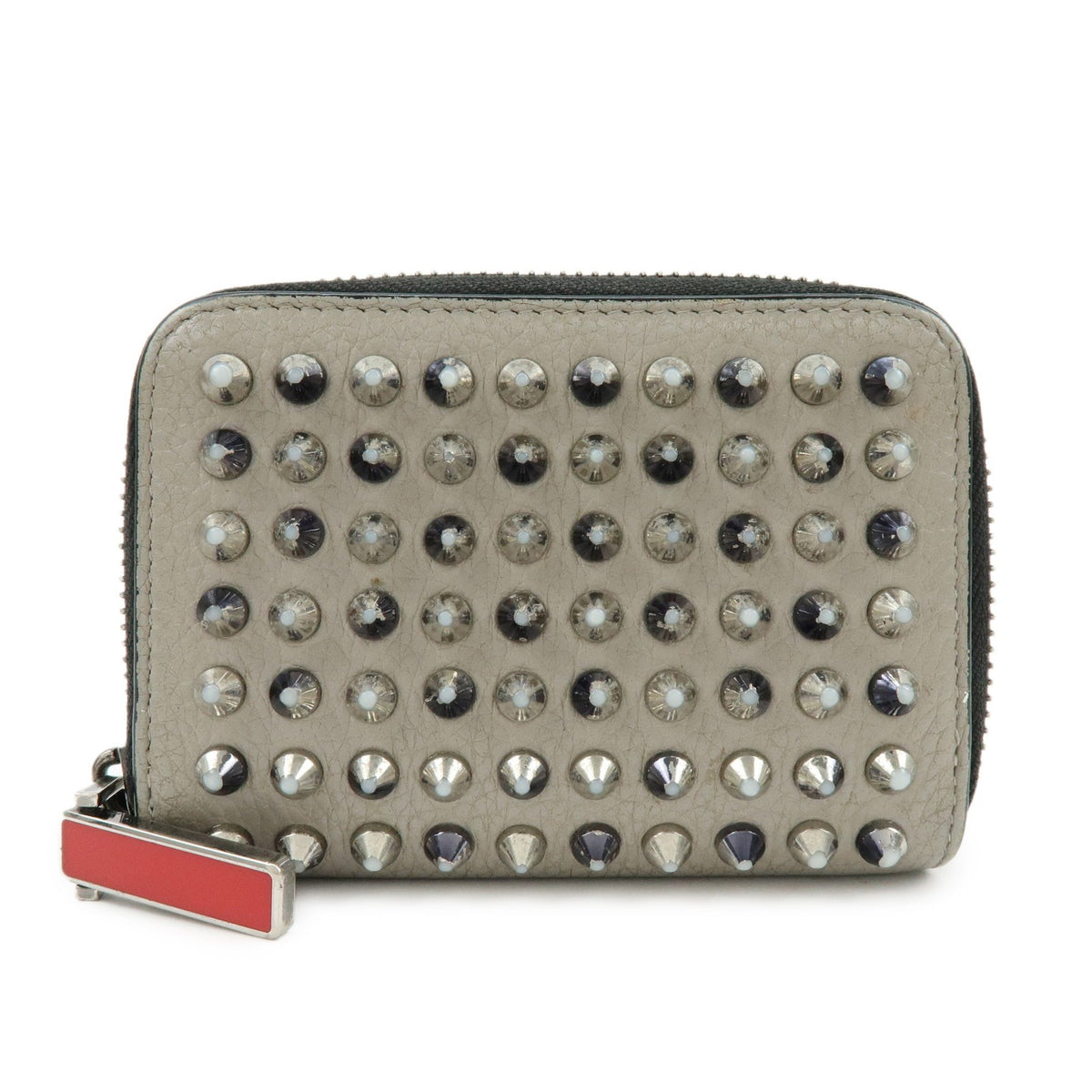 Christian Louboutin Panettone Coin Purse Spiked Leather Beige Leather Wallets Accessory (Pre-Owned)