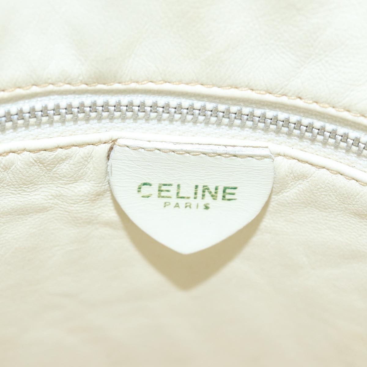 Celine Vintage Circle Logo Leather White Leather Shoulder Bag Bag (Pre-Owned)