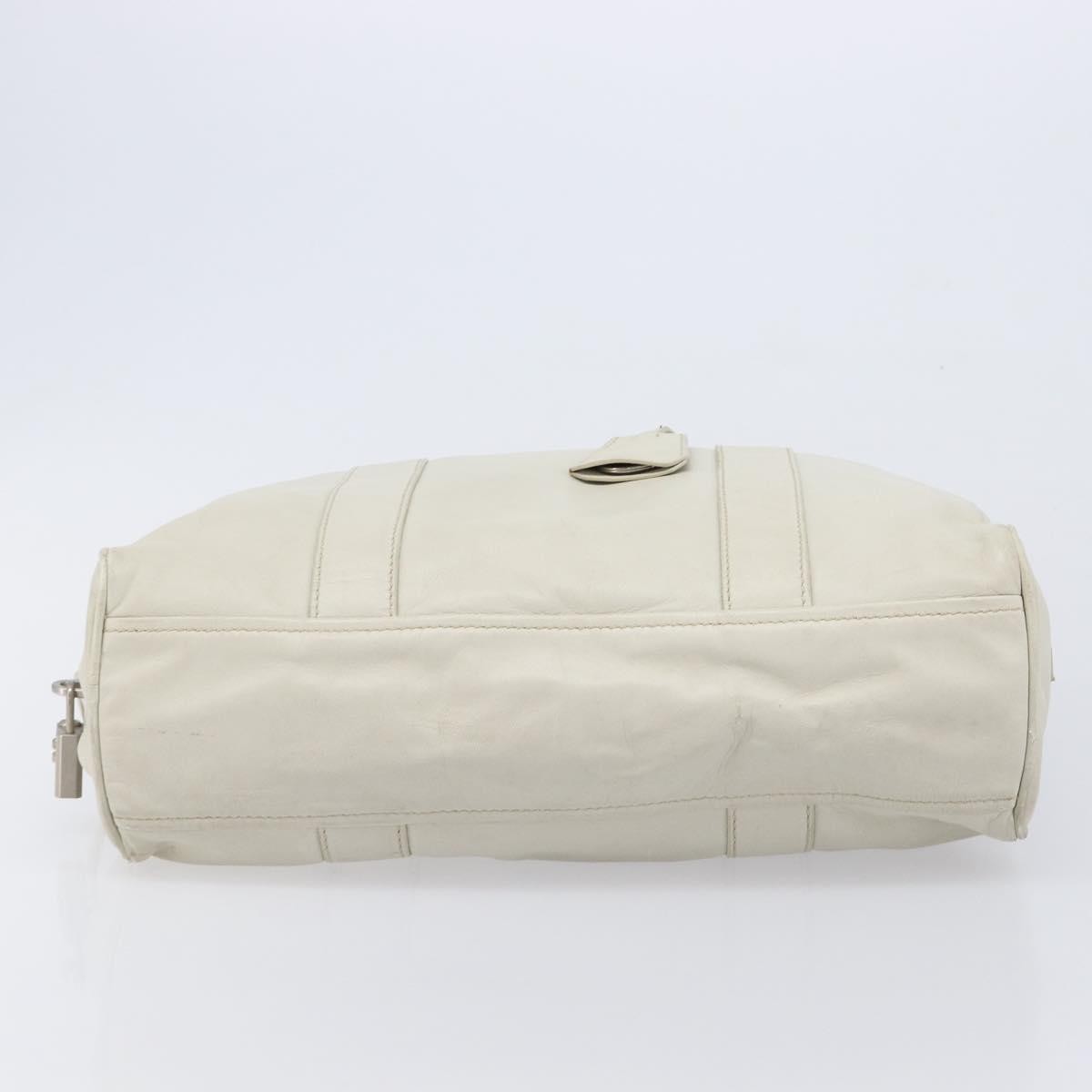 Prada Tote Leather White Leather Tote Bag Bag (Pre-Owned)