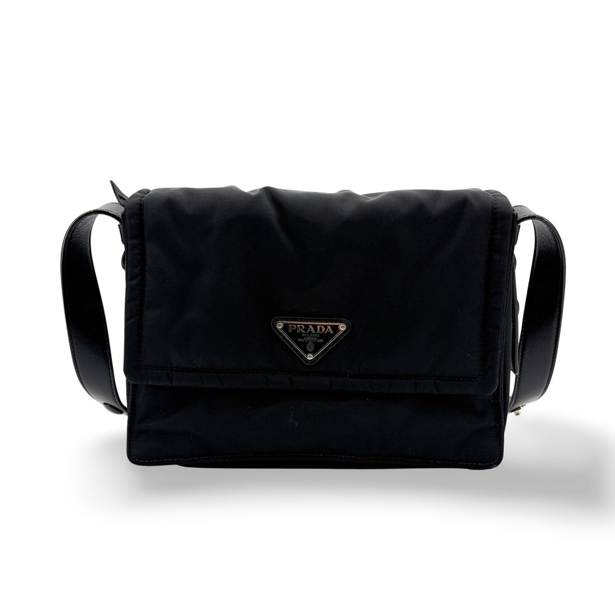 Prada Padded Flap Re-Nylon Black Nylon Shoulder Bag Bag (Pre-Owned)