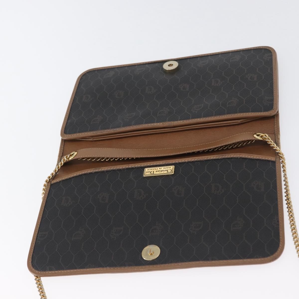 Christian Dior Vintage Honeycomb Chain Canvas Black Pvc Shoulder Bag Bag (Pre-Owned)