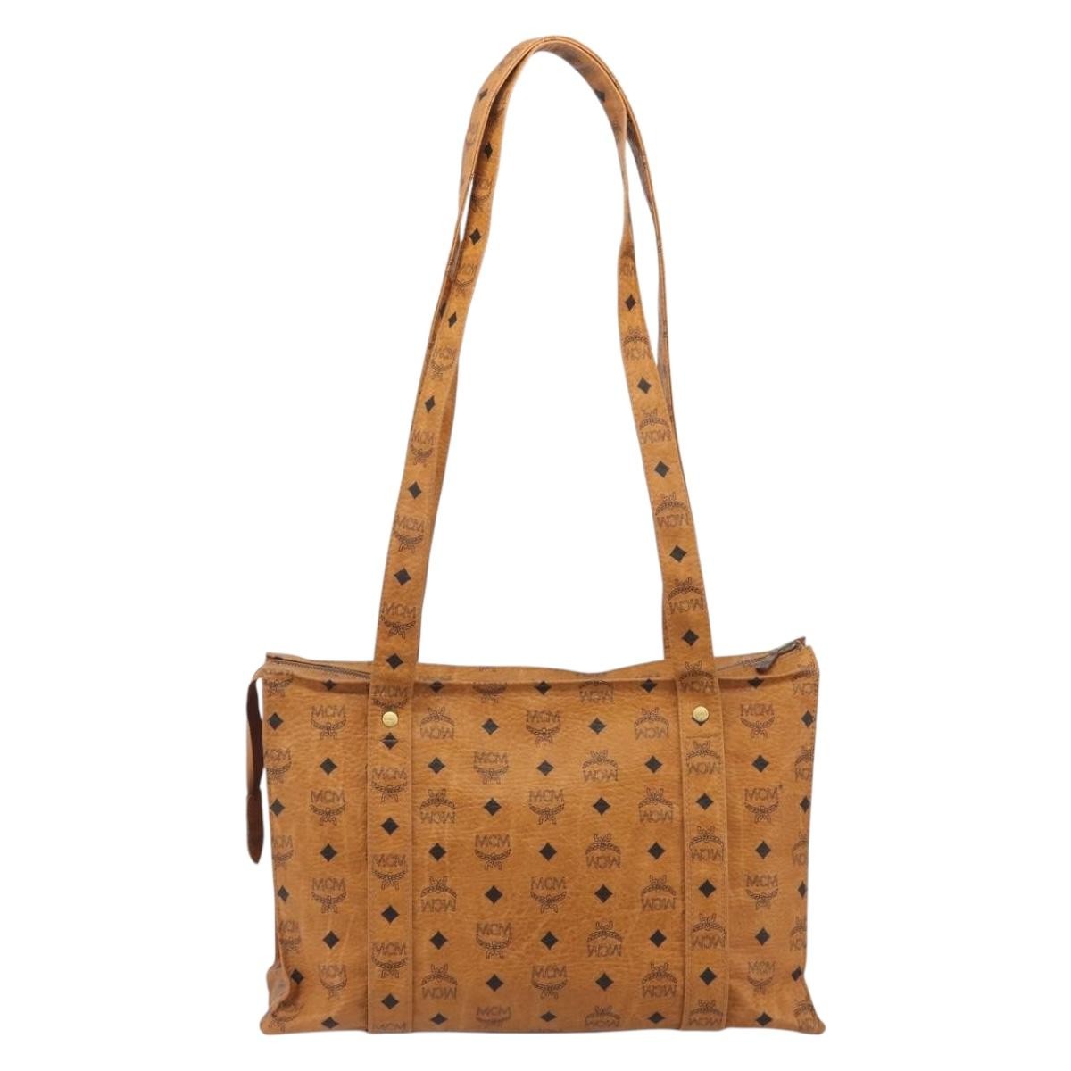 MCM Visetos Leather Brown Leather Shoulder Bag Bag (Pre-Owned)