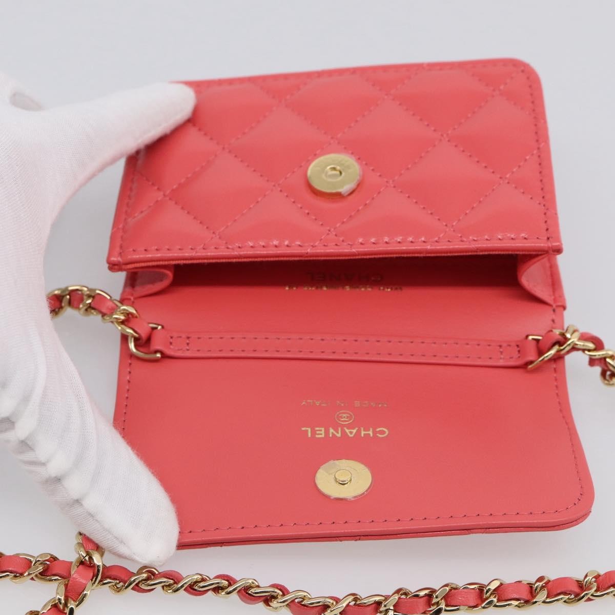 Chanel Textured Cc Wallet On Chain Quilted Lambskin Pink Leather Crossbody Bag Bag (Pre-Owned)