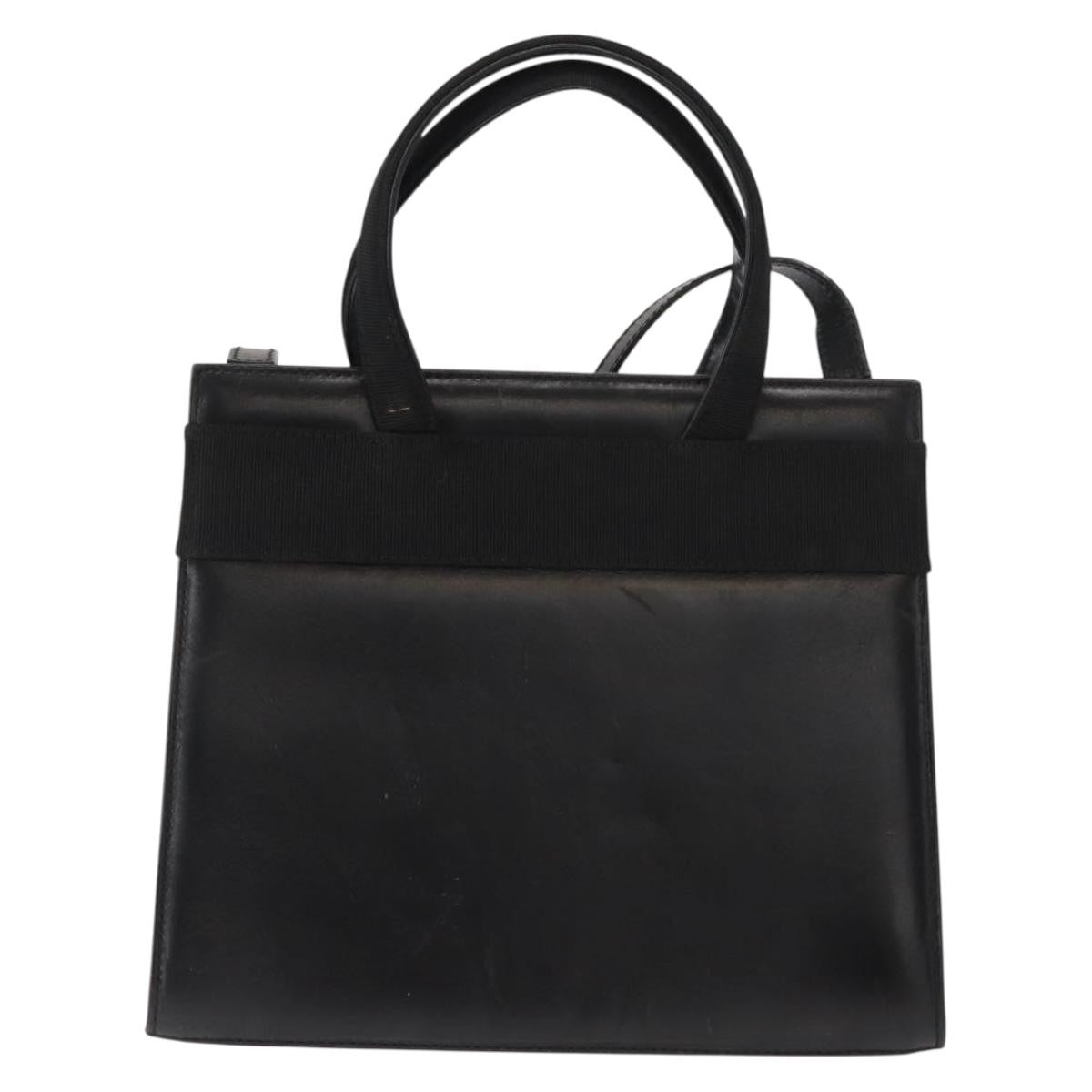 Salvatore Ferragamo Convertible Vara Bow Tote Leather Black Leather Handbag (Pre-Owned)