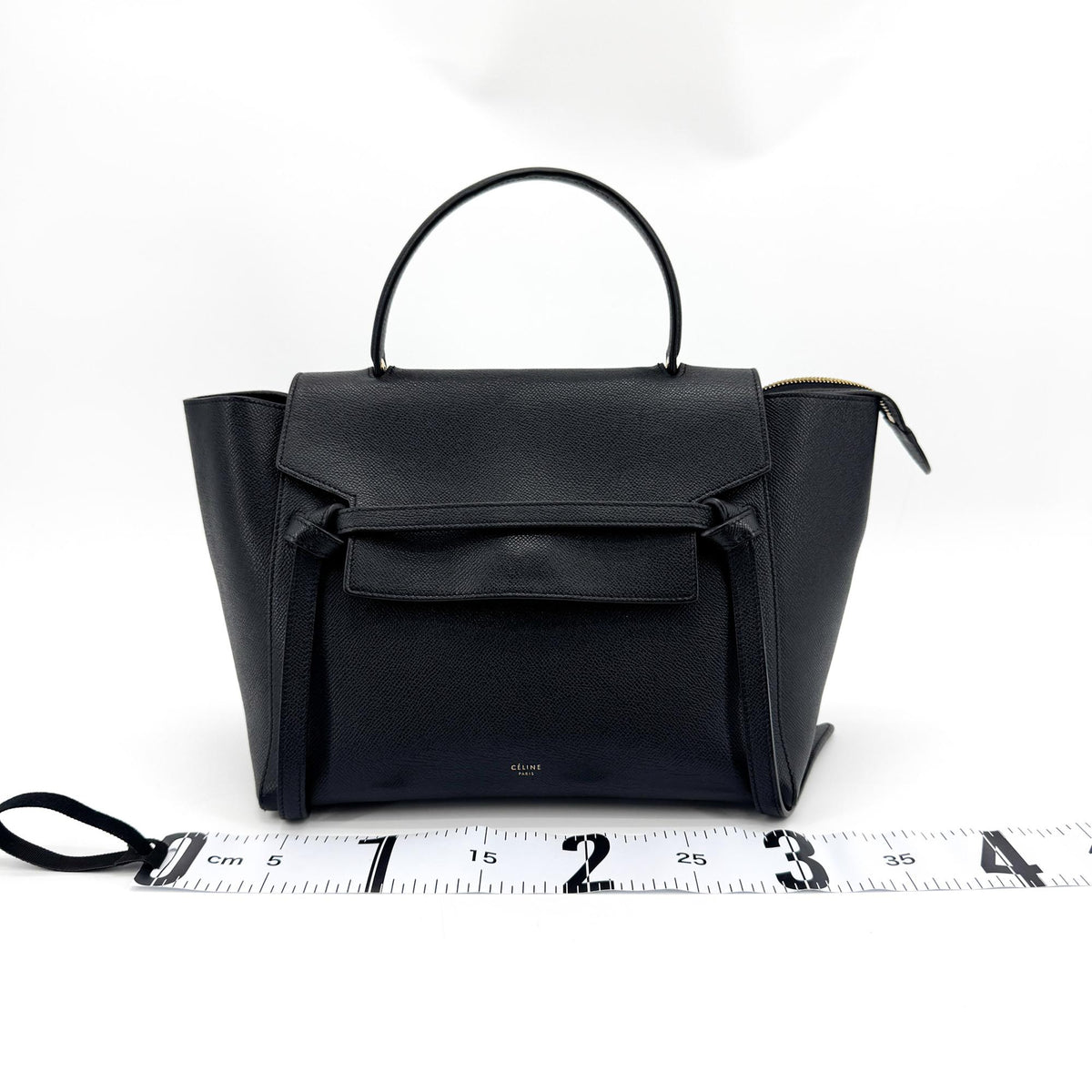 Celine Belt Calfskin Black Leather Handbag (Pre-Owned)