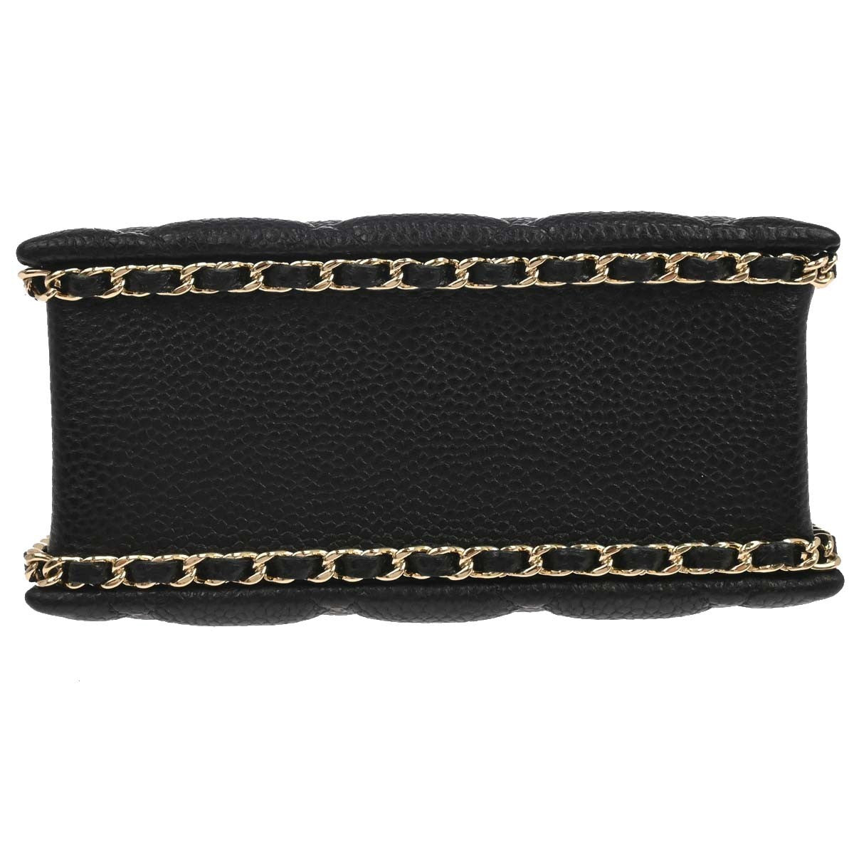 Chanel Chain Around Cut Out Handle Evening Tote Quilted Caviar Black Leather Shoulder Bag Bag (Pre-Owned)