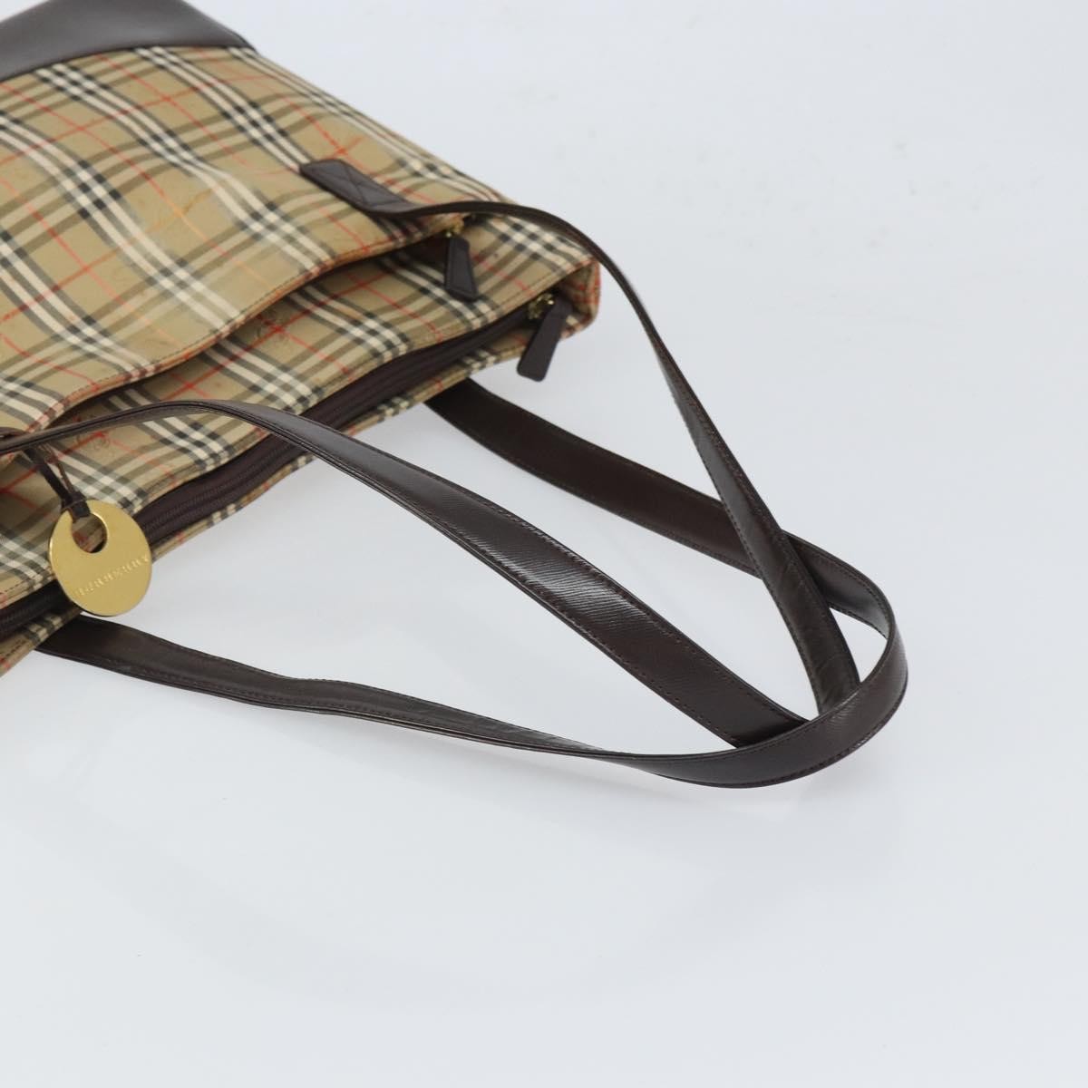 Burberry Nova Check Tote Canvas And Leather Beige Canvas Tote Bag Bag (Pre-Owned)