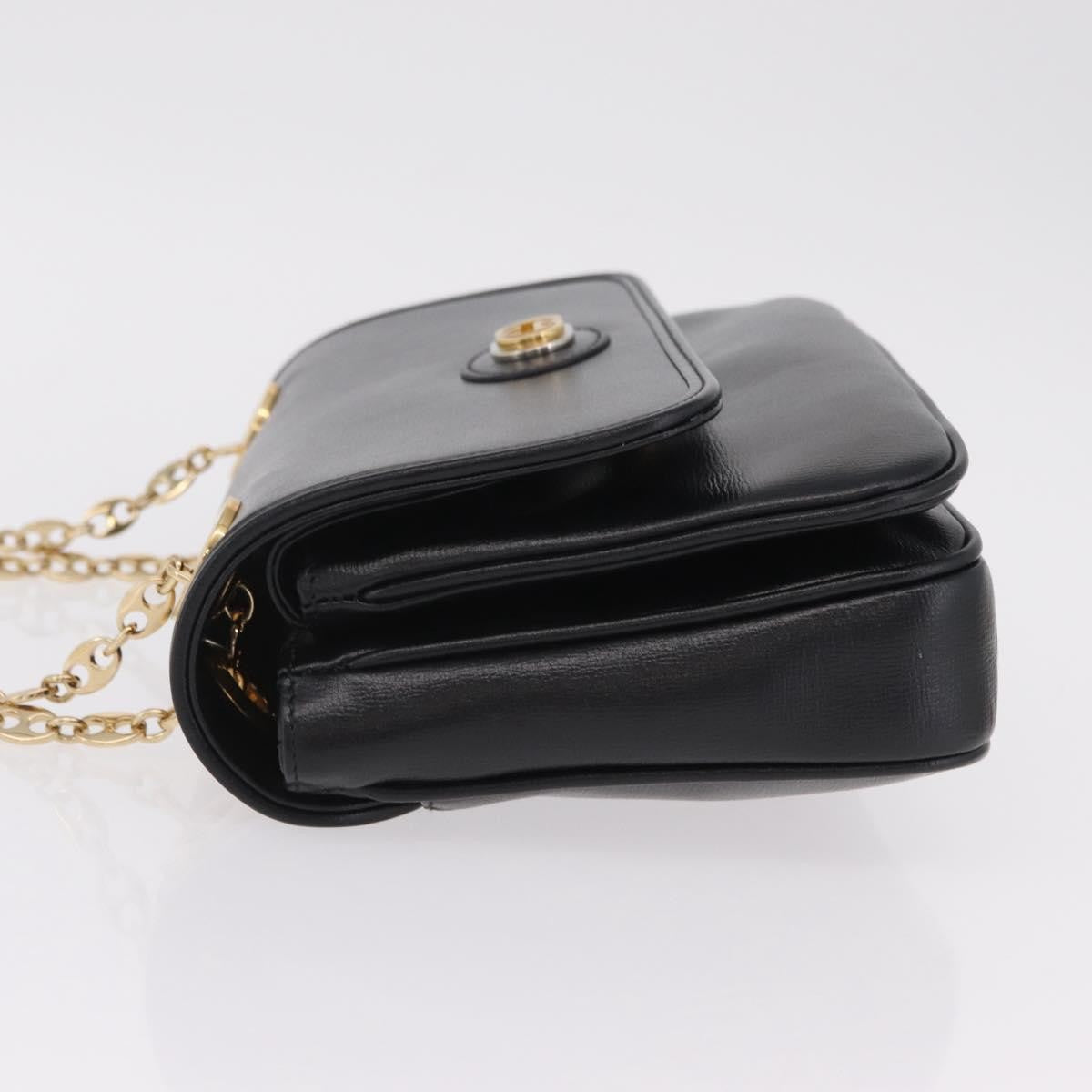 Gucci Marina Chain Flap Leather Black Leather Shoulder Bag Bag (Pre-Owned)