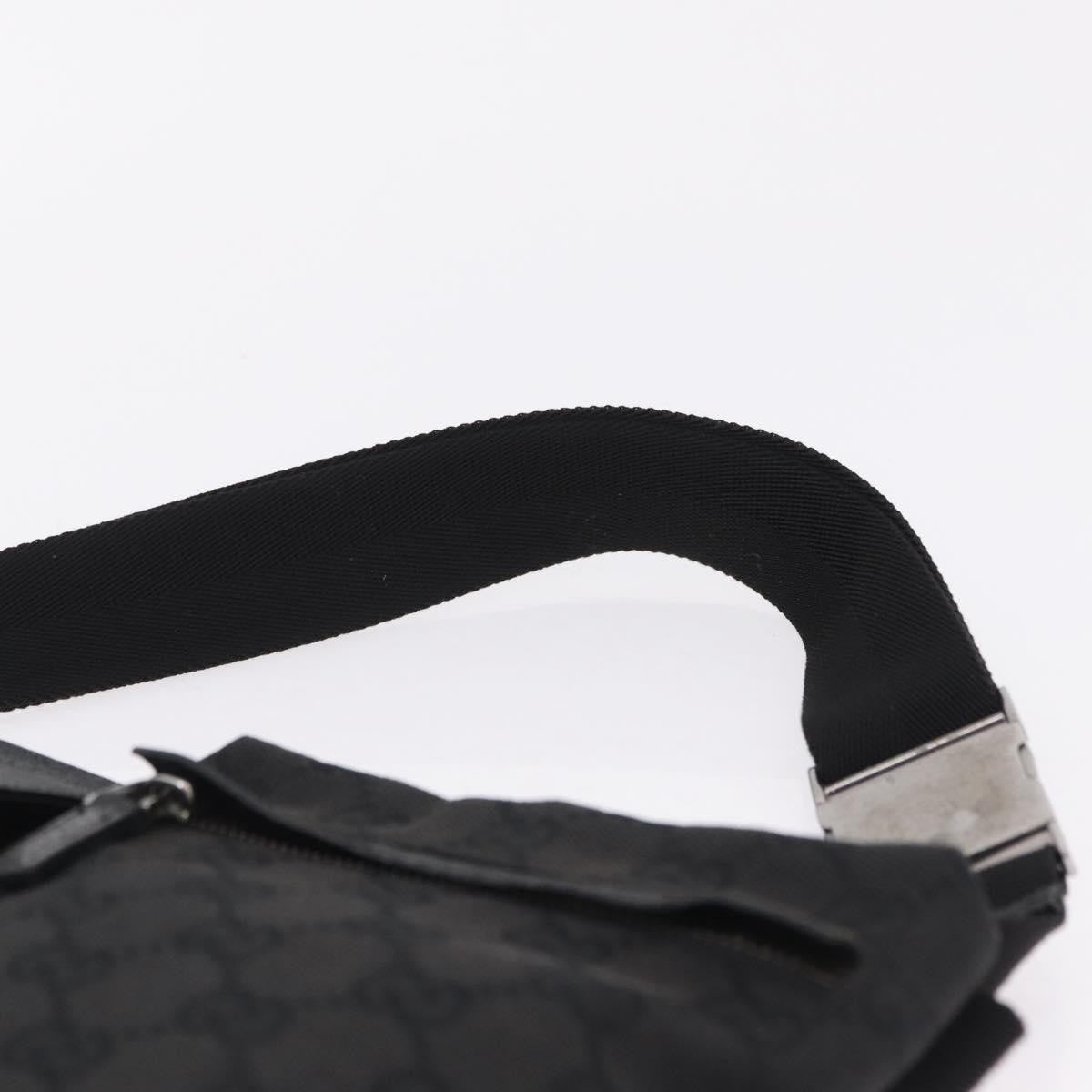 Gucci Two Pocket Belt Bag Gg Canvas Black Canvas Handbag (Pre-Owned)