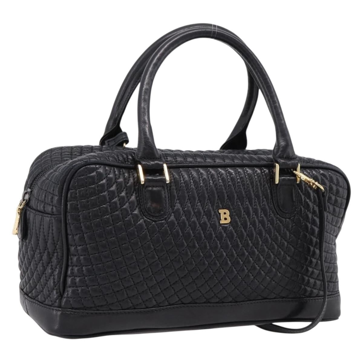 Bally Handbag Leather Black Leather Handbag (Pre-Owned)