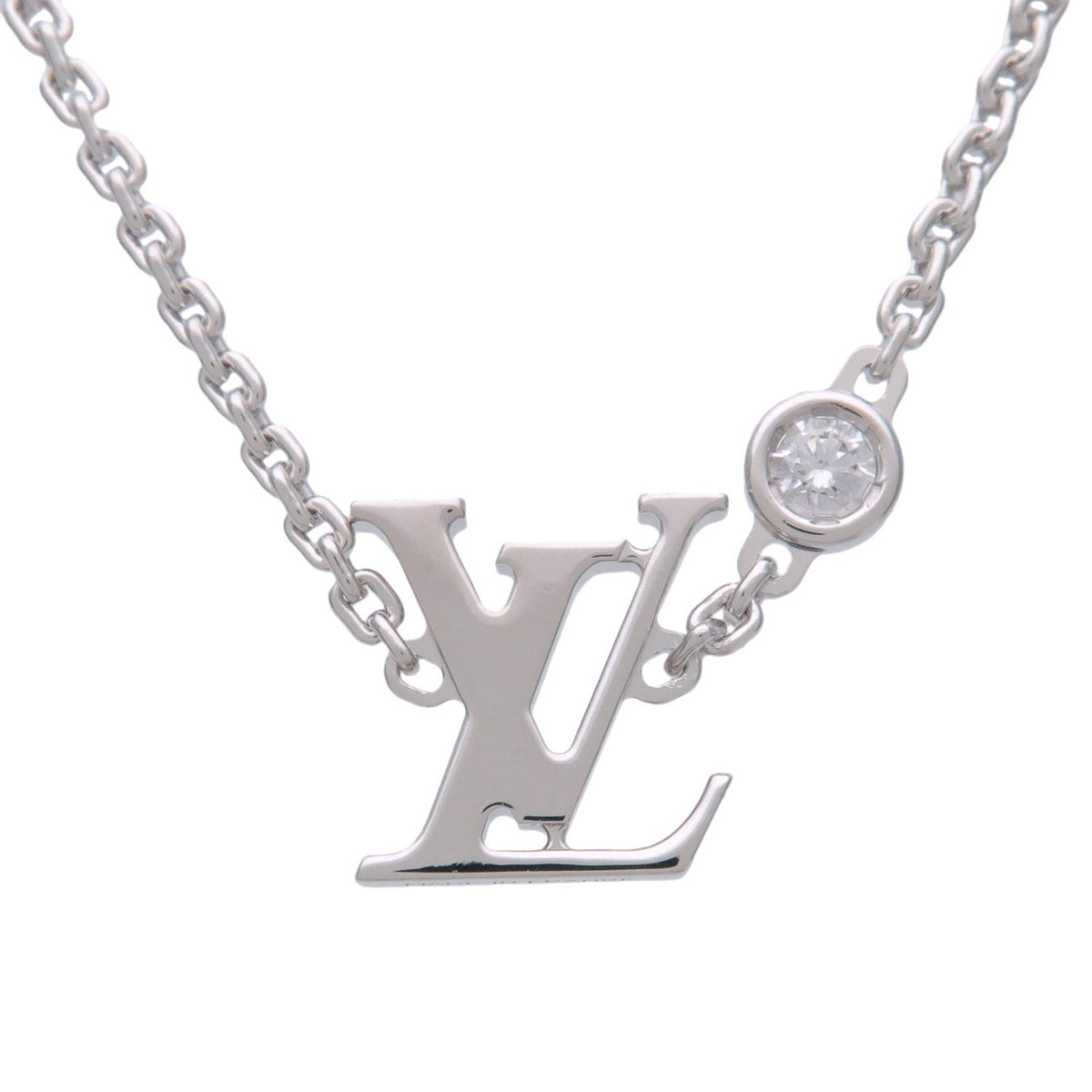 Louis Vuitton Idylle Blossom Lv Pendant 18K White Gold With Diamond Silver White_Gold Necklace Jewelry (Pre-Owned)