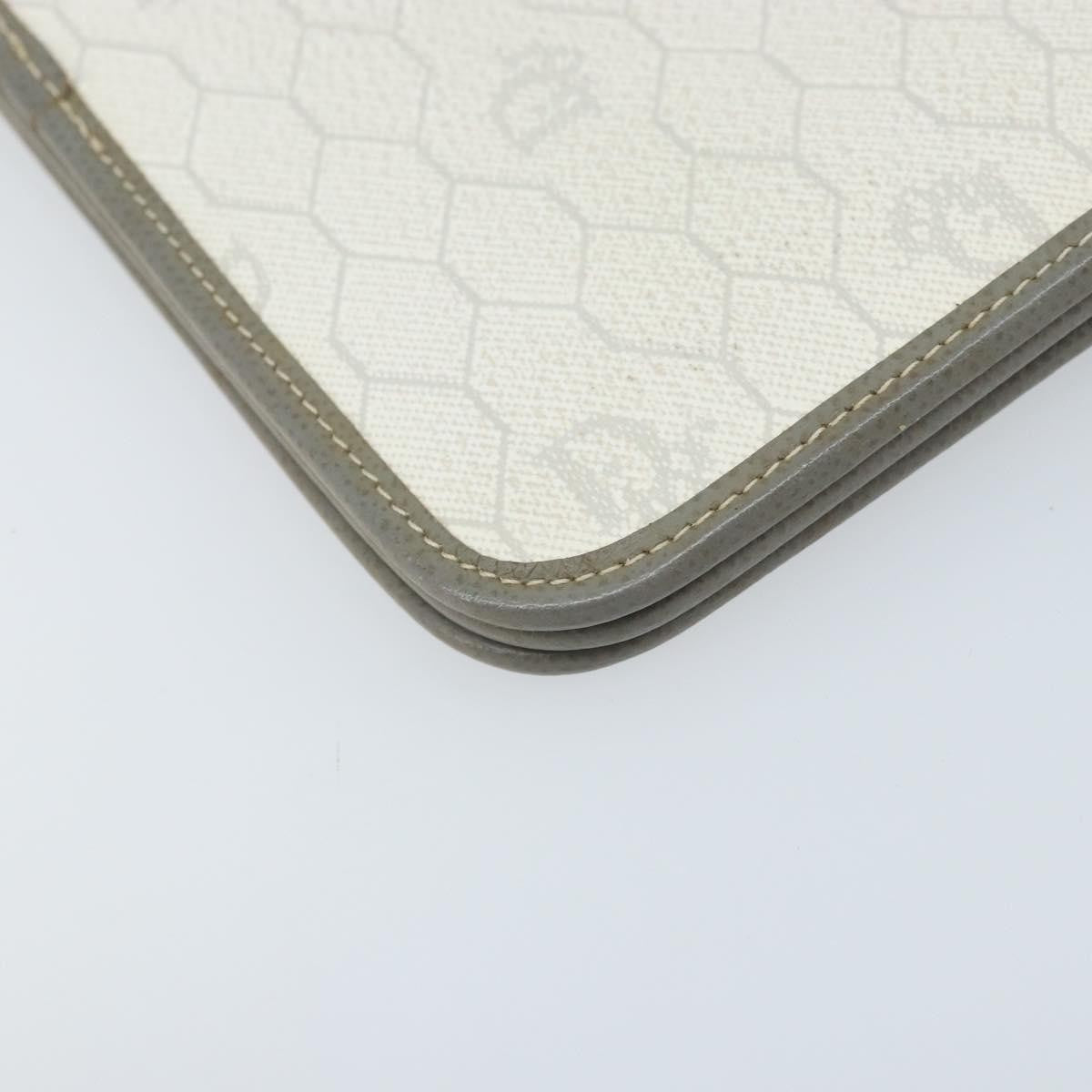 Christian Dior Vintage Honeycomb Zip Coated Canvas White Canvas Clutche & Pouche Bag (Pre-Owned)