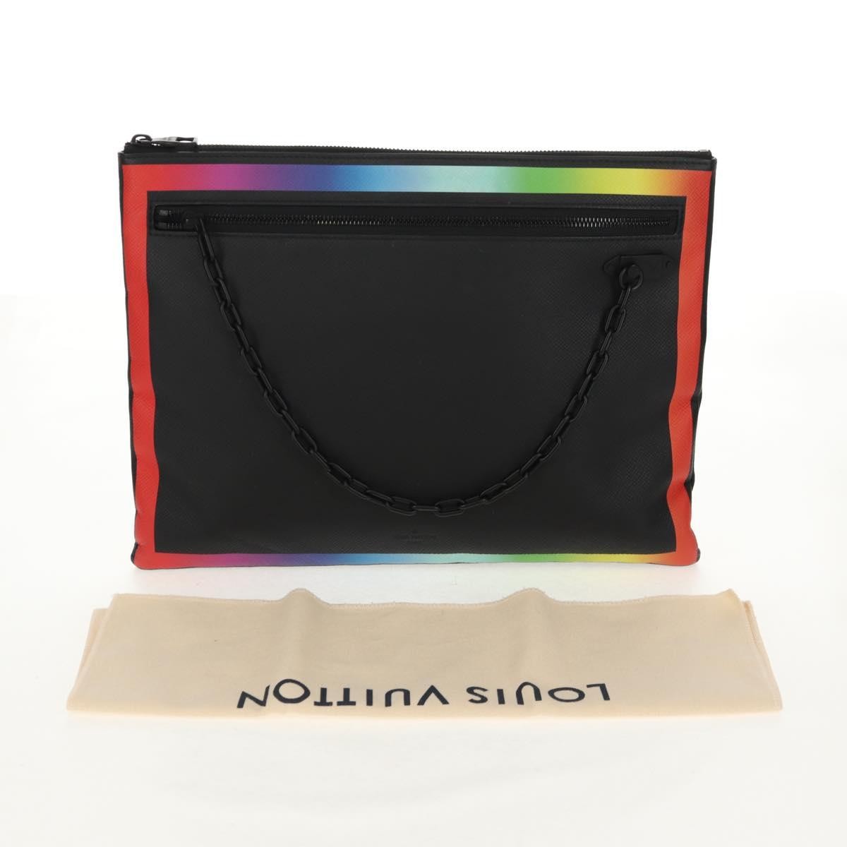 Louis Vuitton Pochette A4 Rainbow Taiga Leather Black Leather Clutche & Pouche Bag (Pre-Owned)